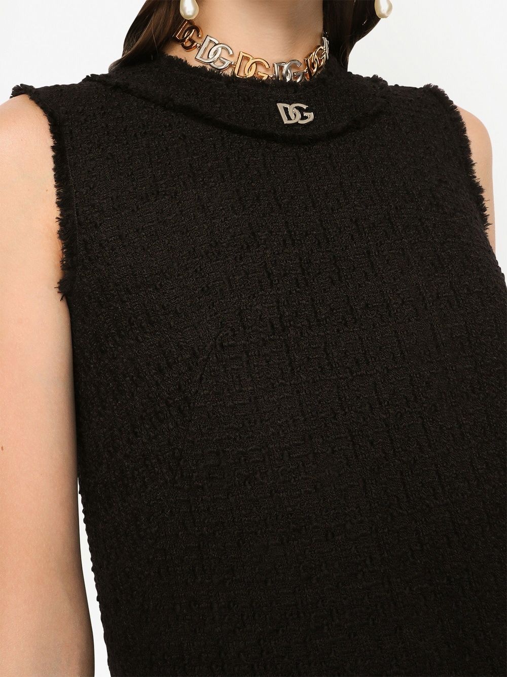 logo-plaque crew-neck shift dress - 5