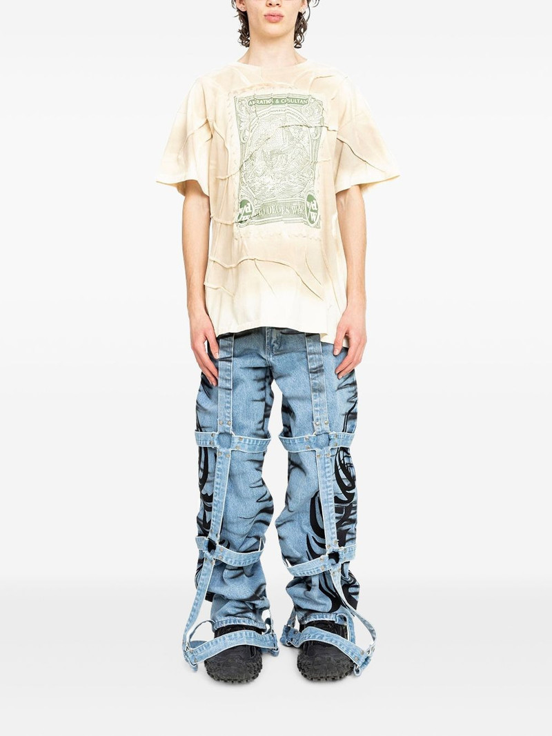 WHO DECIDES WAR stamp-print T-shirt outlook