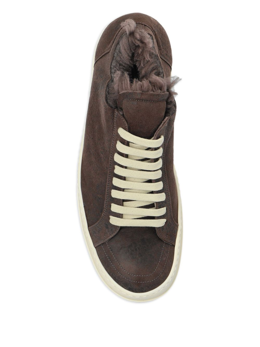 shearling-trimmed leather sneakers - 4
