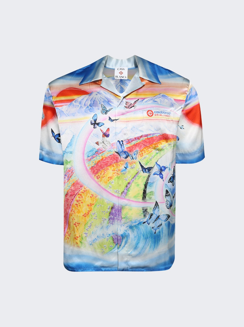 Cuban Collar Short Sleeve Shirt Butterfly Mountain 1