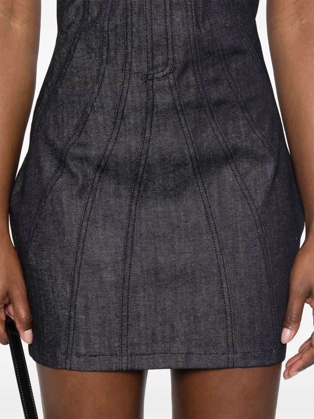 strapless denim mini dress - 5