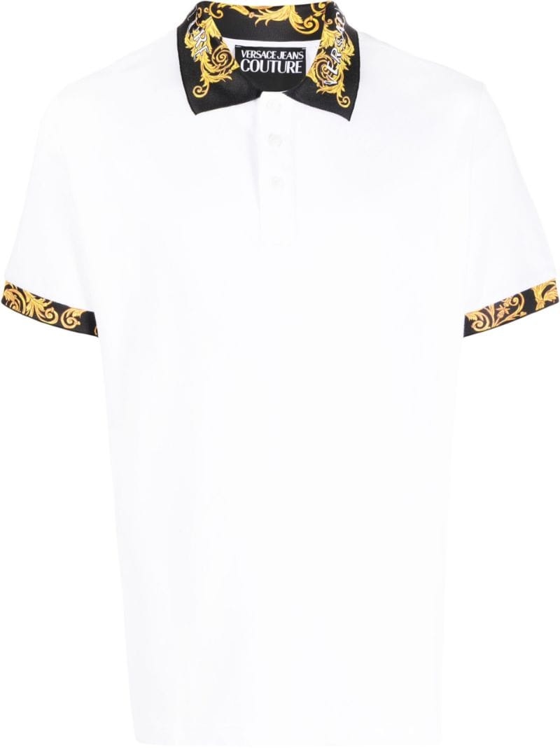Barocco-print shirt-sleeve polo shirt - 1