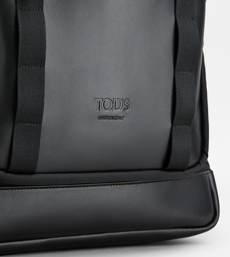 BACKPACK IN FABRIC AND LEATHER MEDIUM - BLACK 5