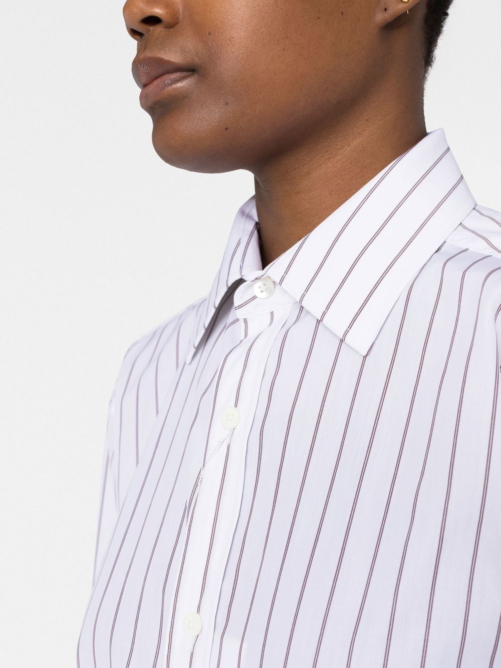 long-sleeve pinstripe-pattern shirt - 3