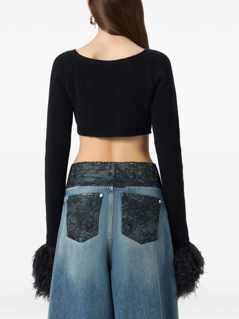 ribbed cropped cardigan - 5
