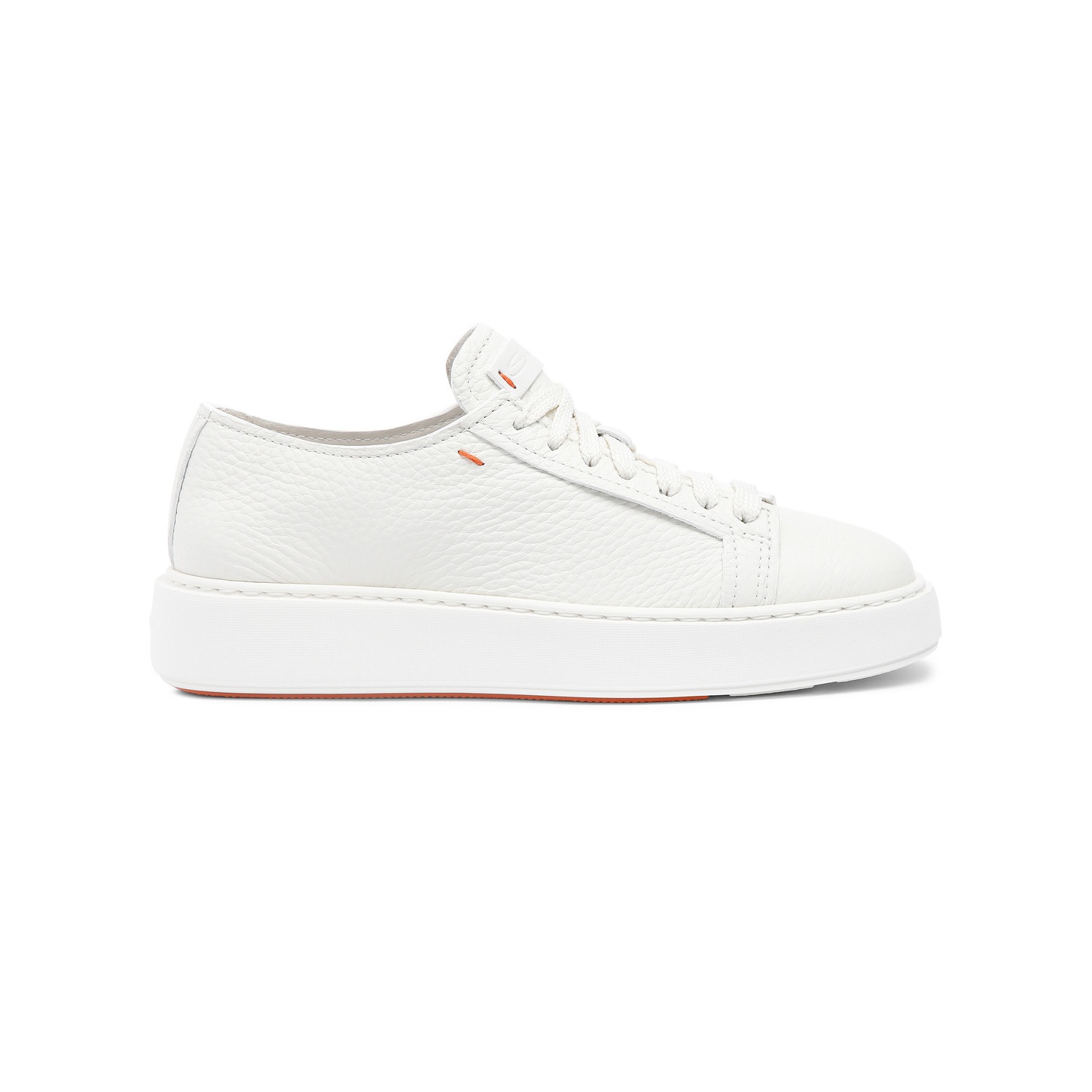 Women's white tumbled leather sneaker - 1