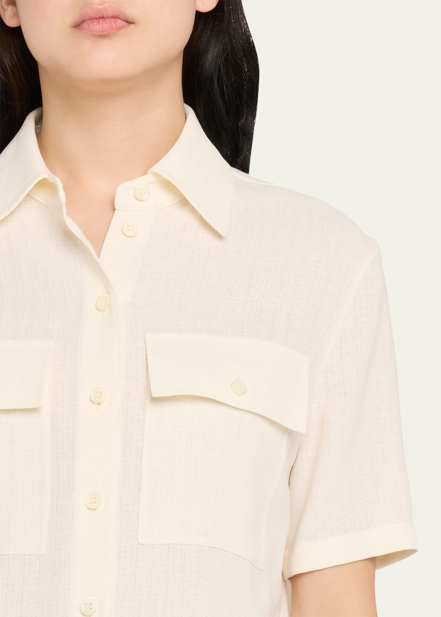 Shirley Short-Sleeve Light Linen Crepe Shirt - 5