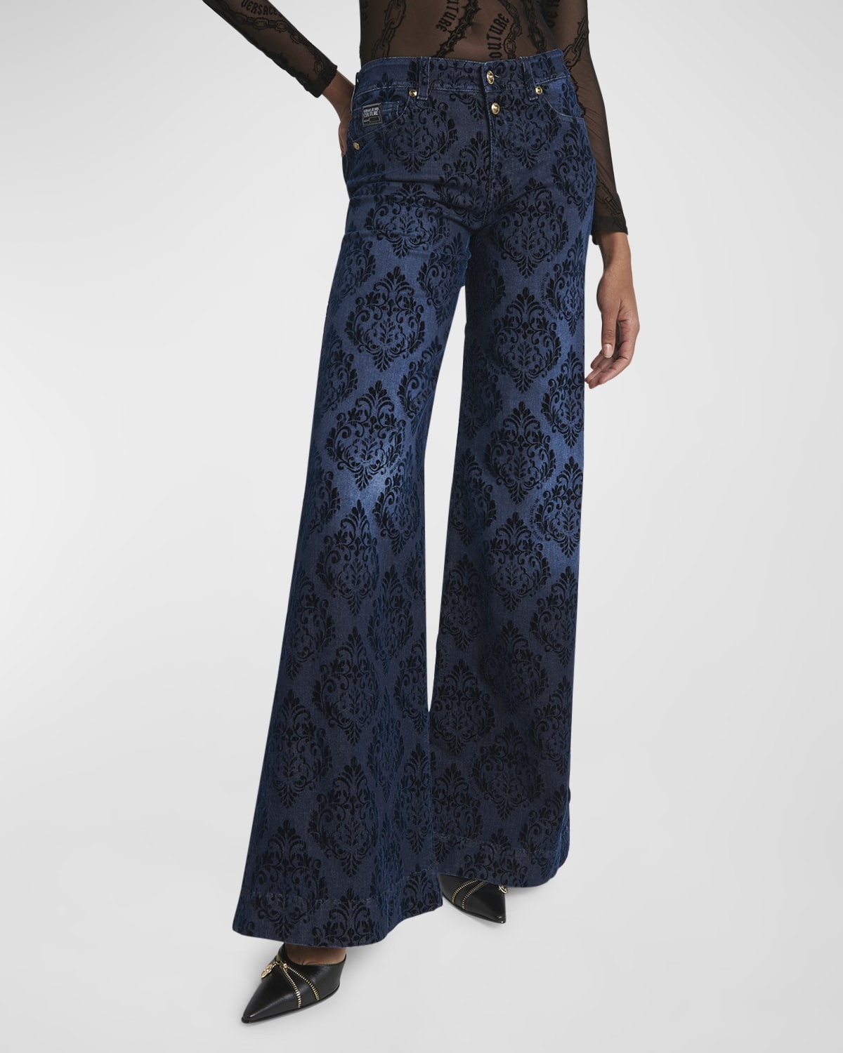 Printed Wide-Leg Jeans - 7