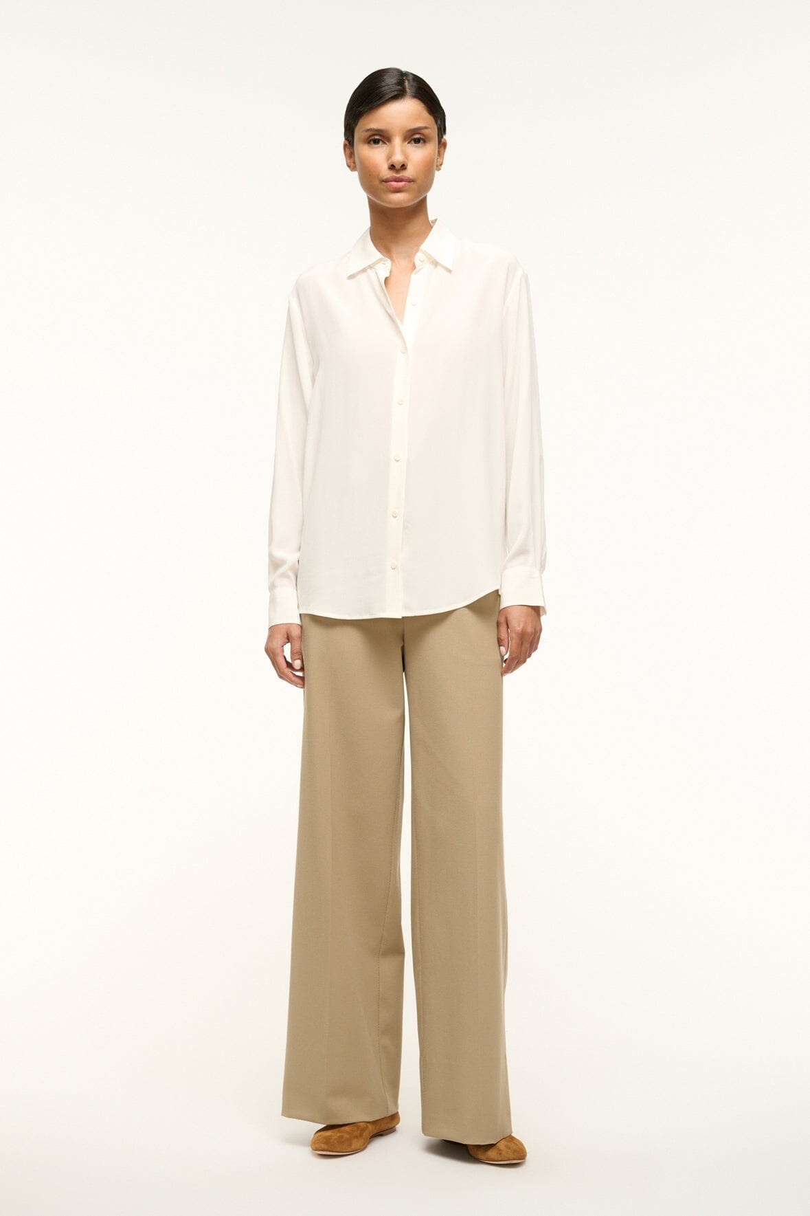 STAUD ROXBURY SILK SHIRT IVORY - 3