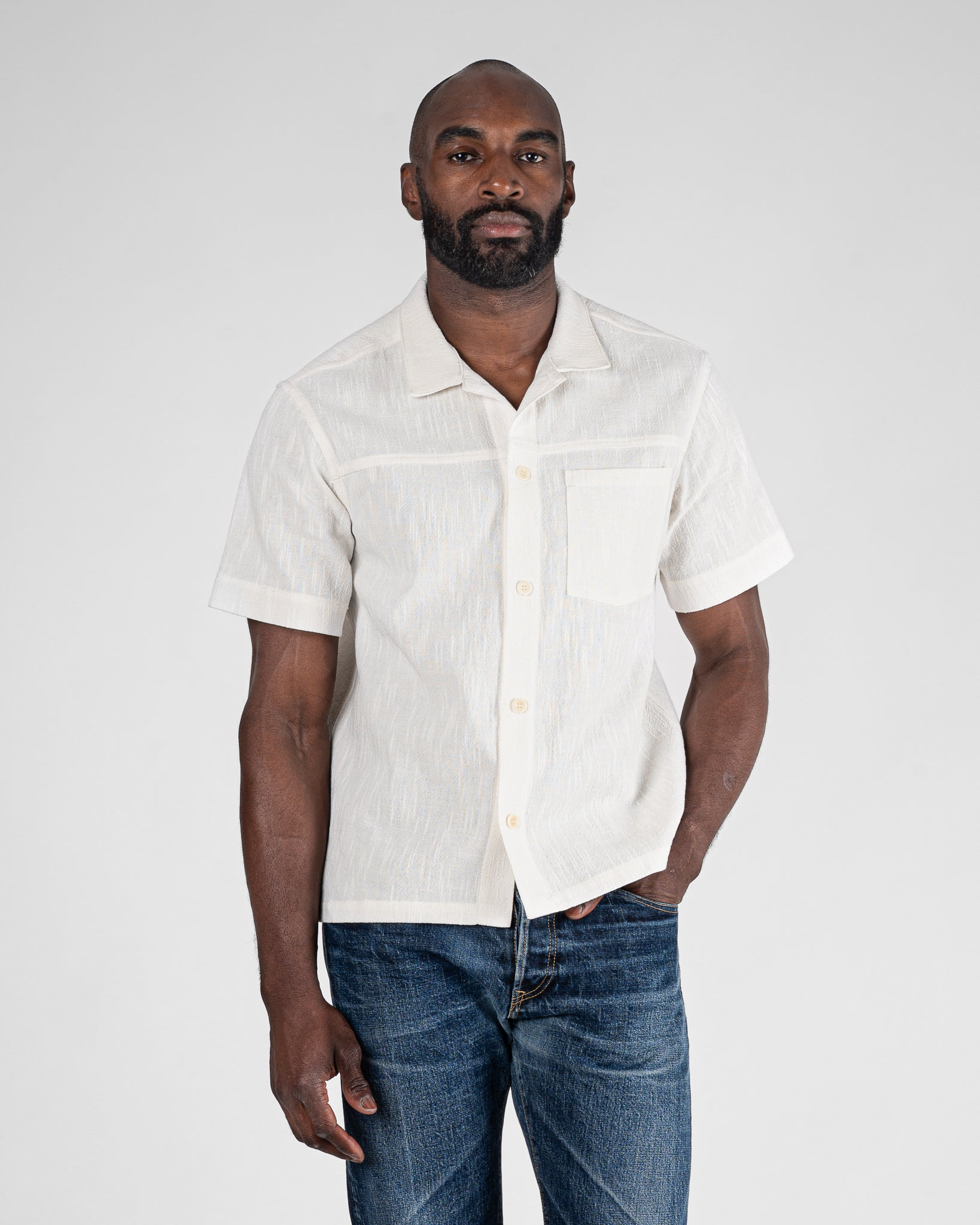 STF JAPANESE 8.5OZ SLUB COTTON SHORT SLEEVE SHIRT - ECRU - 2