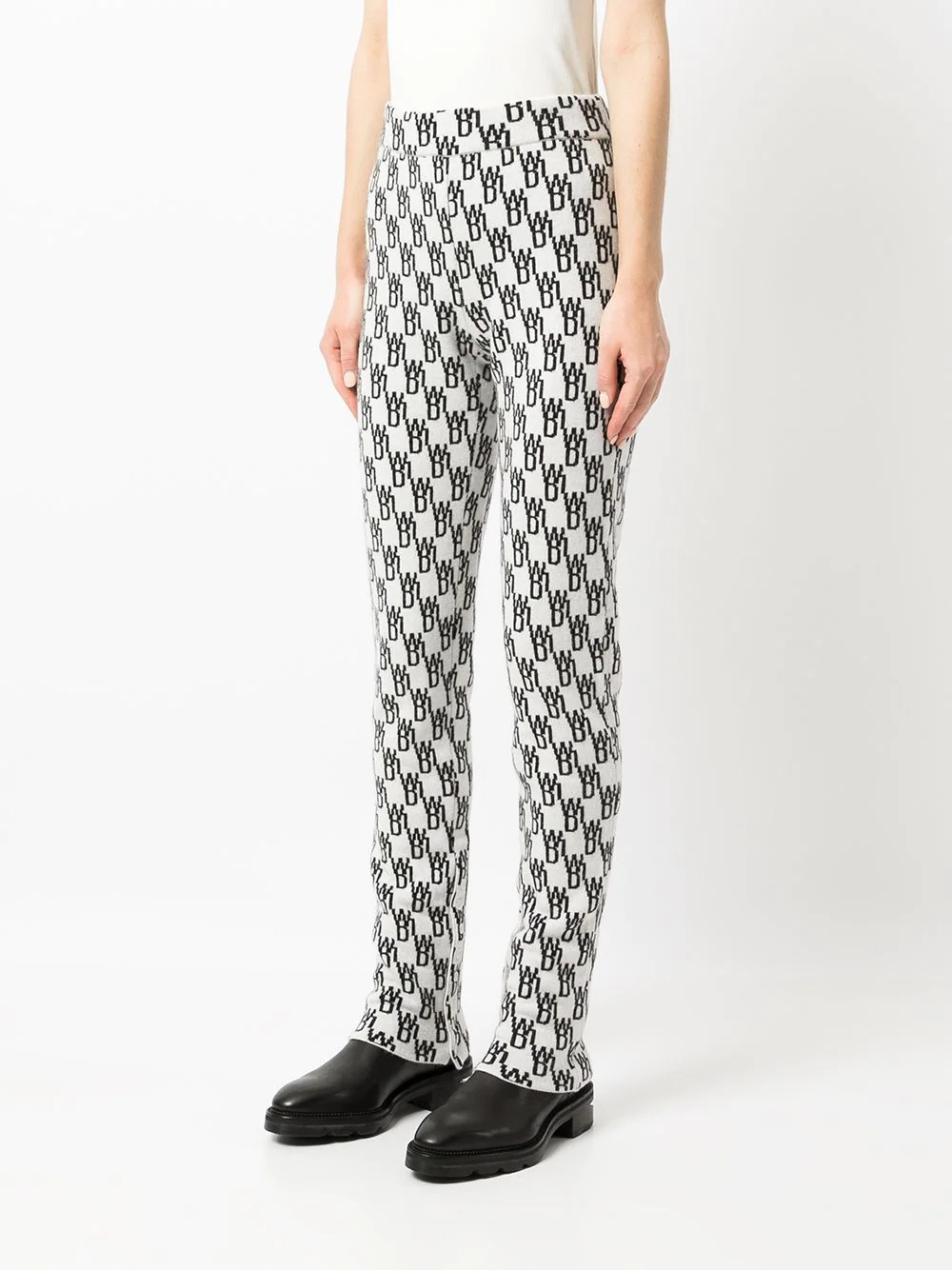 logo pattern knitted leggings - 3