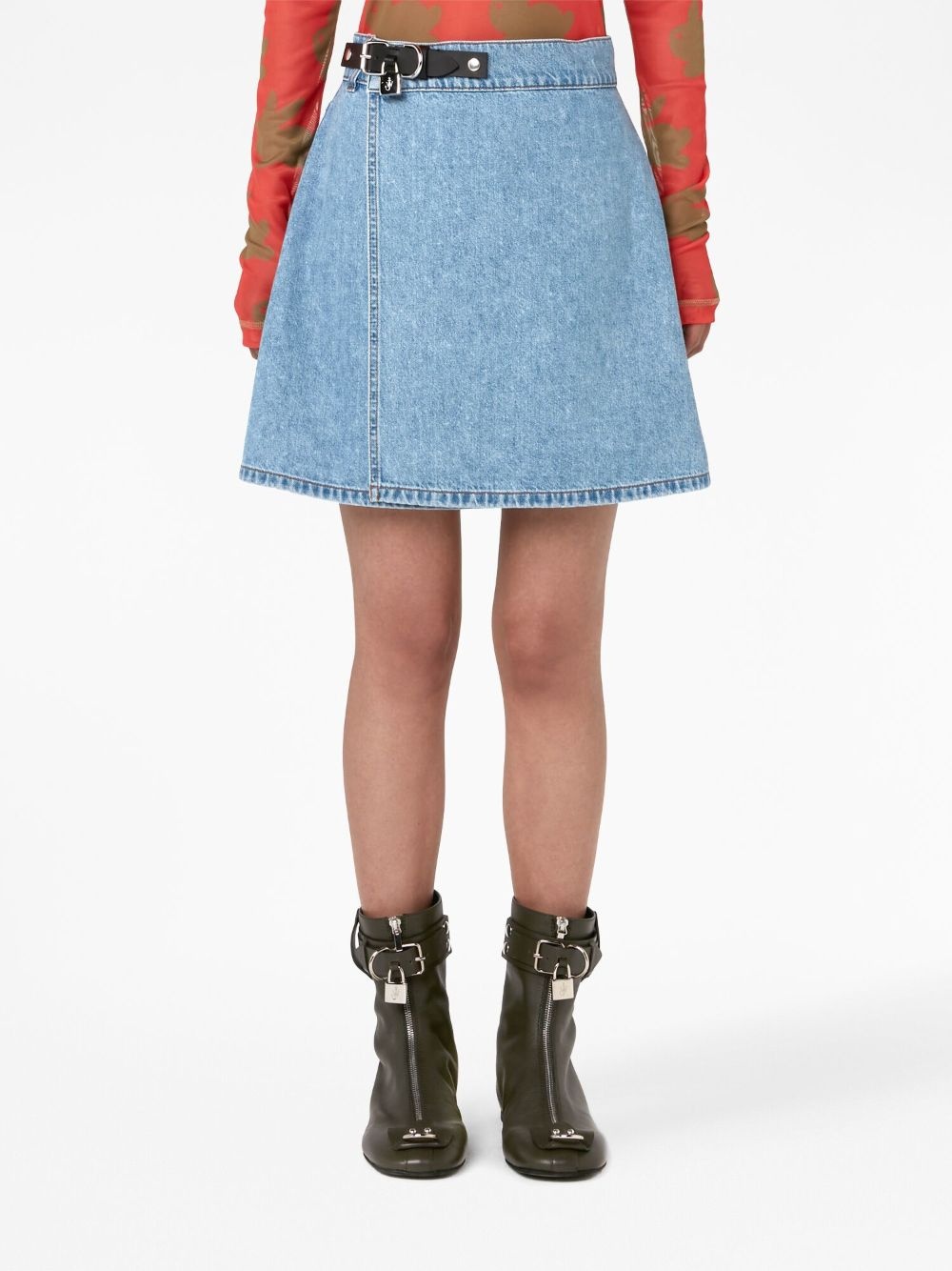 padlock mini denim skirt - 3