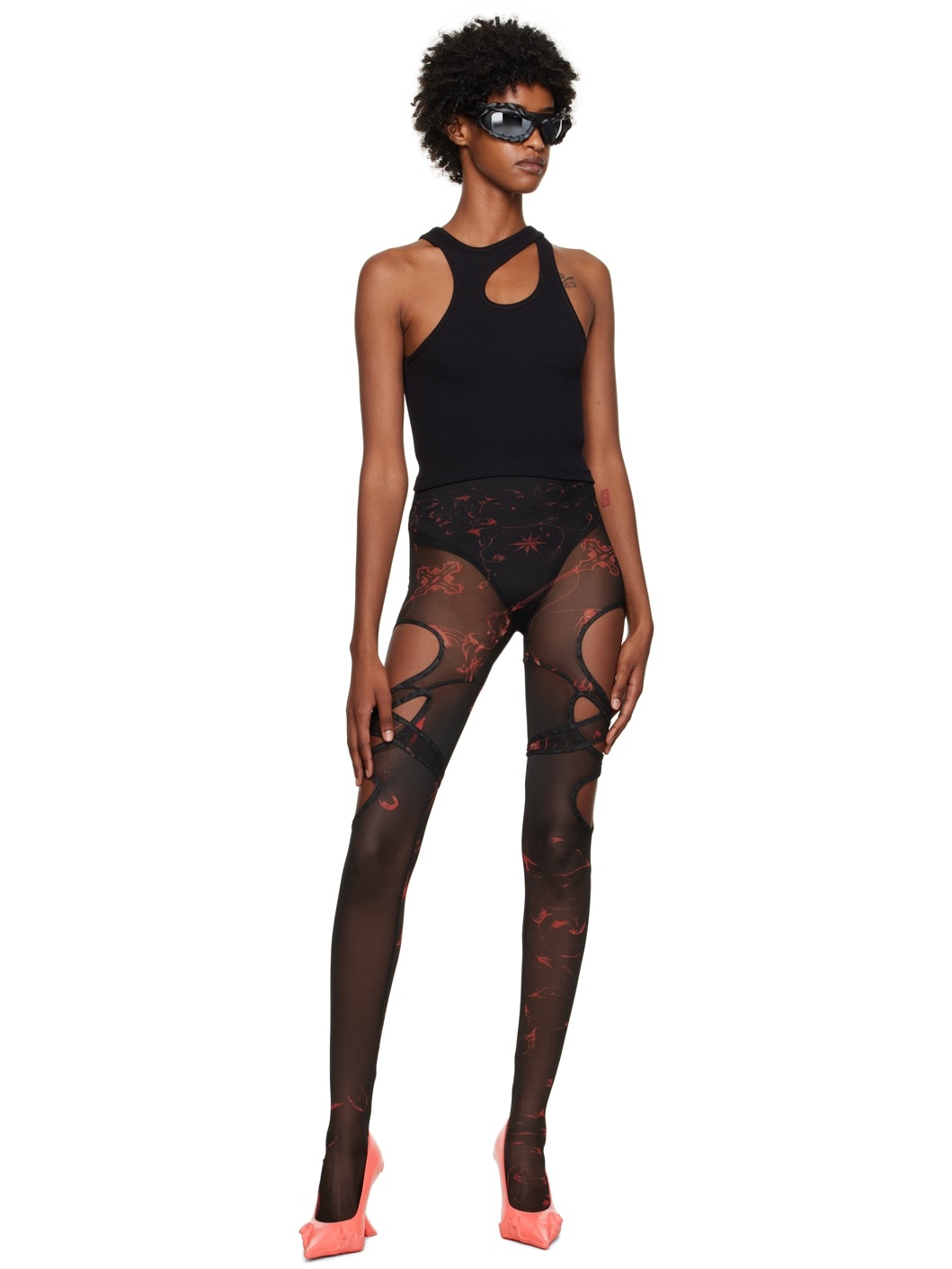 Black Deconstructed Tights - 4