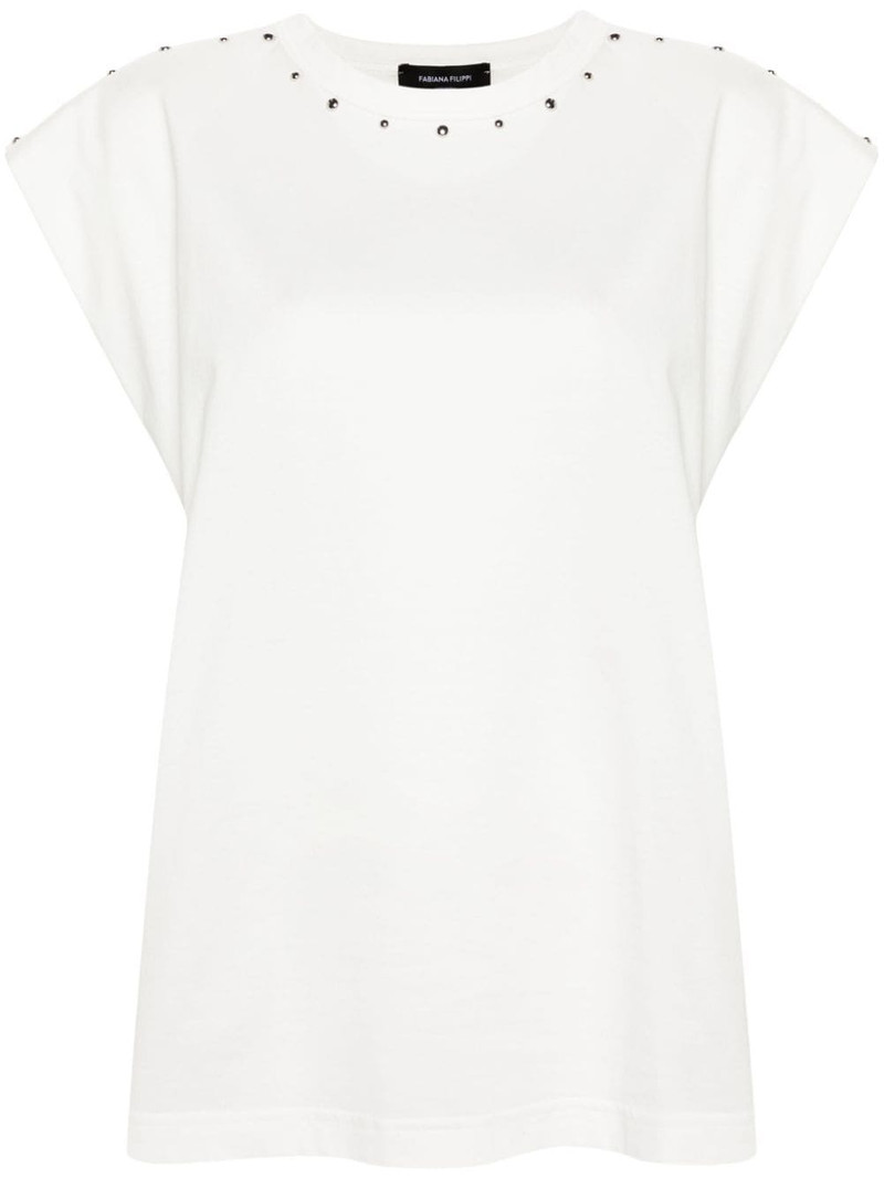 studed cap-sleeve cotton top 1