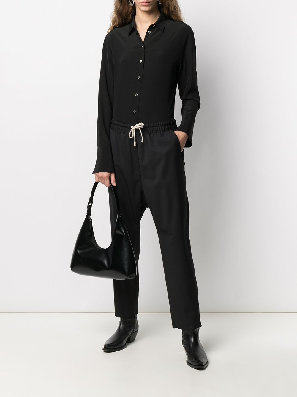 cropped drawstring waist trousers - 2