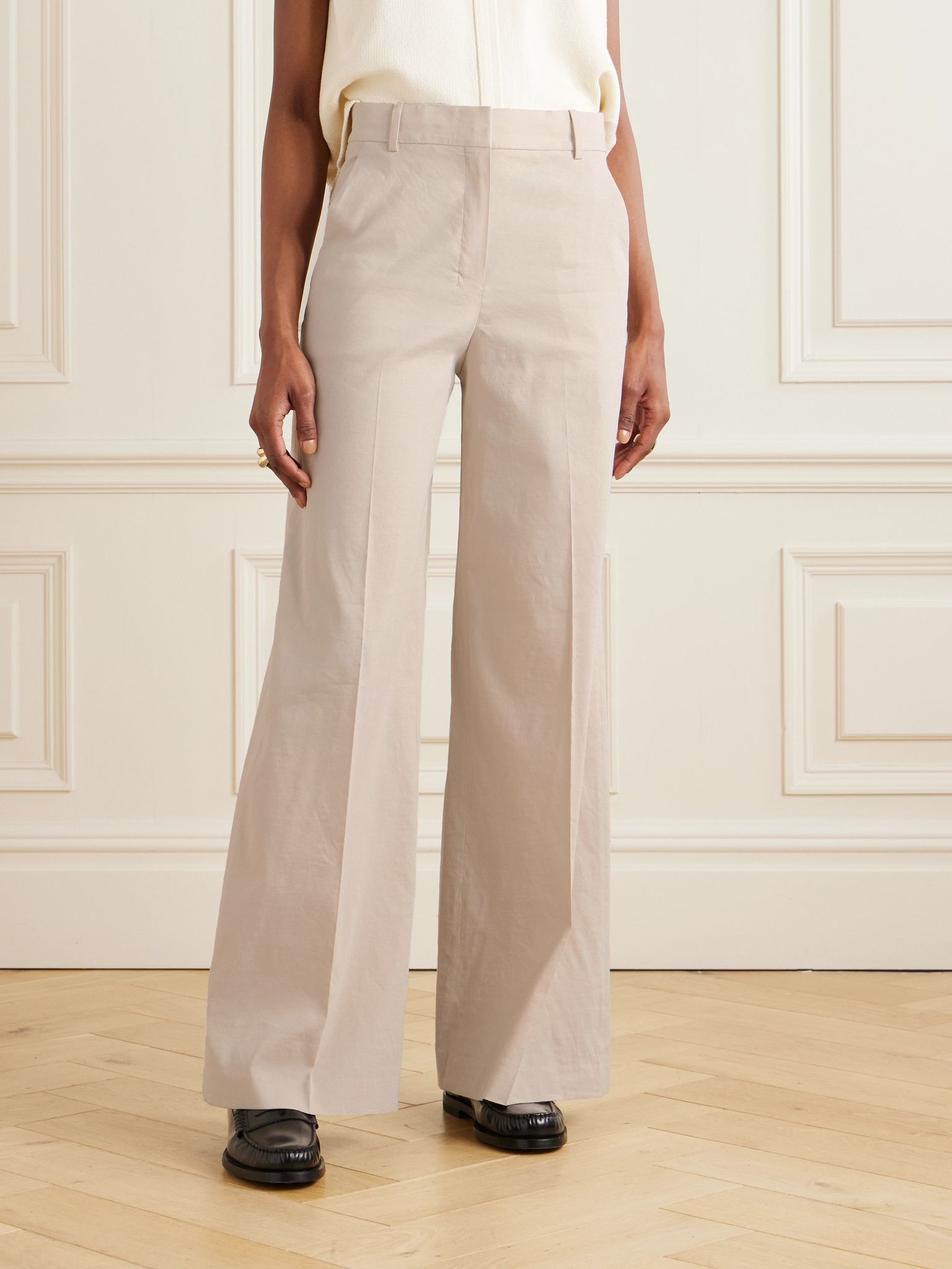Treeca linen-blend wide-leg pants Off-white - 3