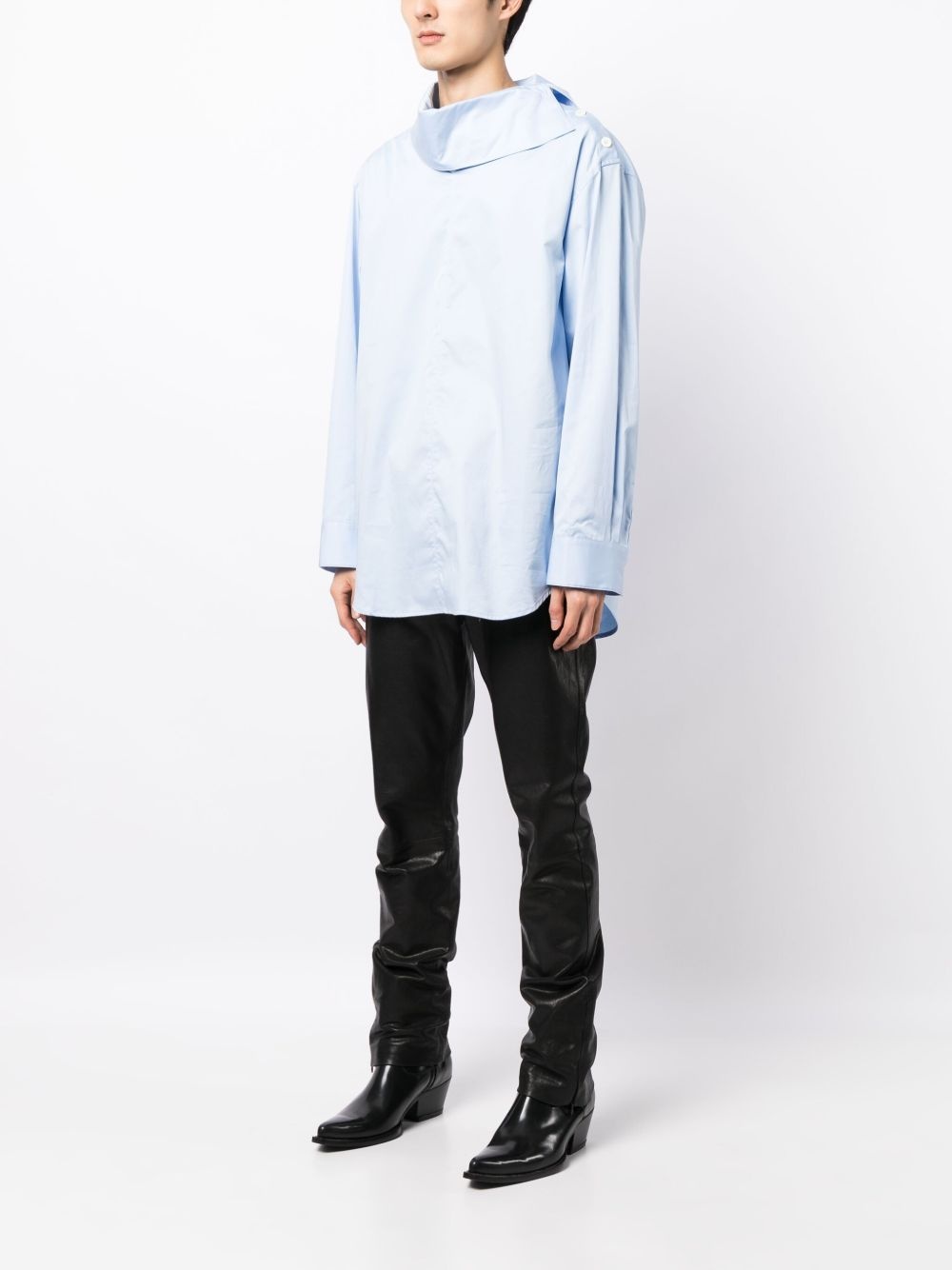 oversize-pointed collar cotton shirt - 3