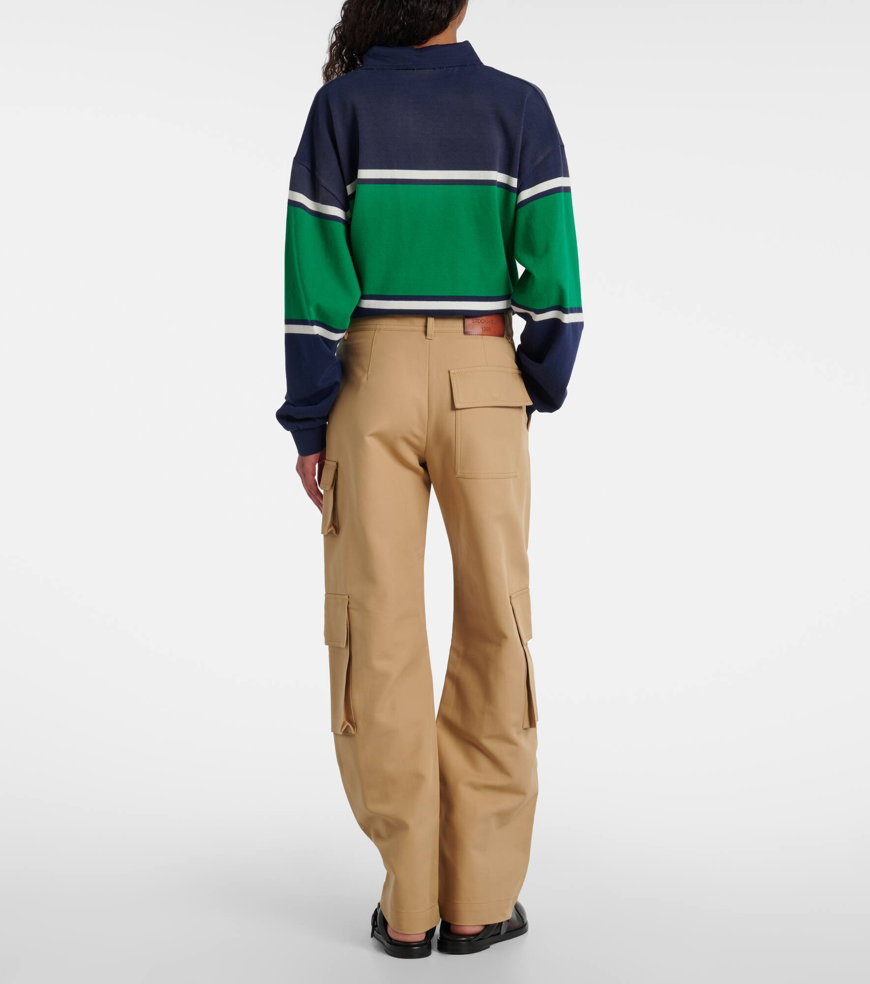 Layered mid-rise cotton satin pants - 3