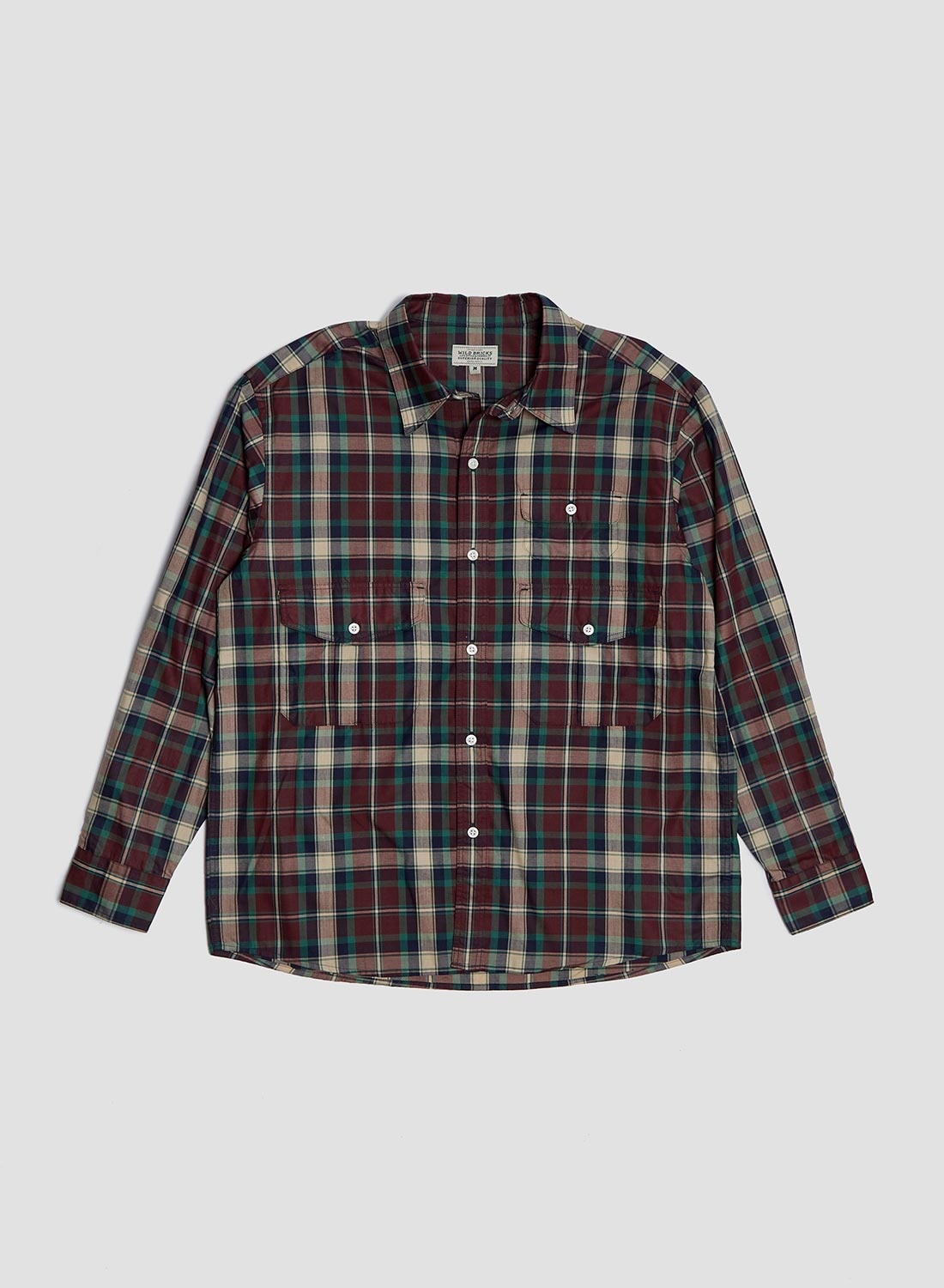 Wild Bricks Three-Pocket Scout Shirt in Burgundy/Navy - 1
