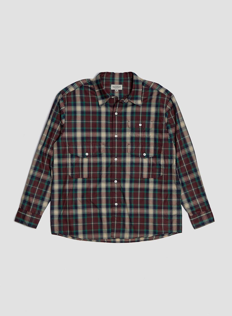 Wild Bricks Three-Pocket Scout Shirt in Burgundy/Navy 1