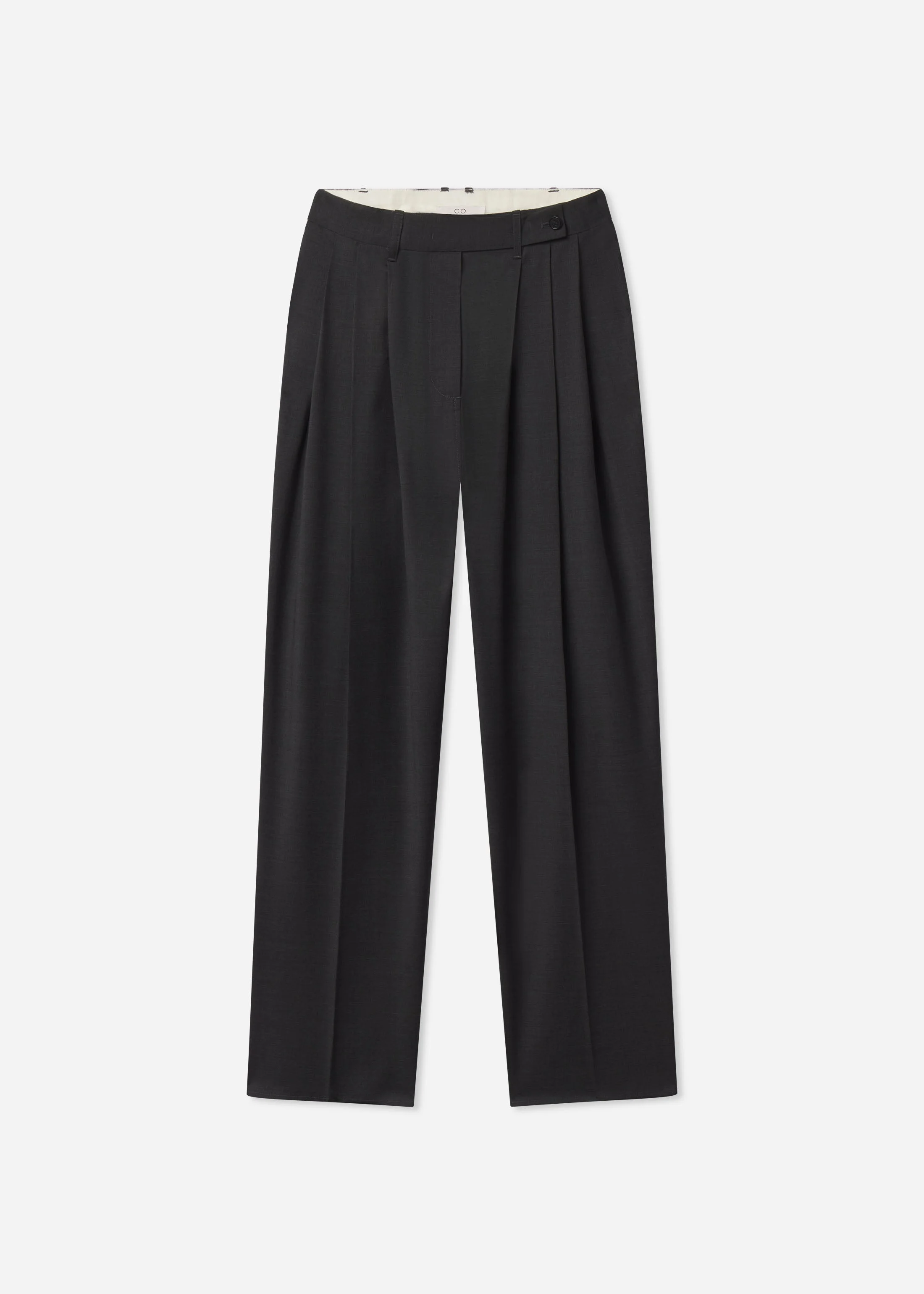 Wide Leg Pleated Pant in Wool - 1