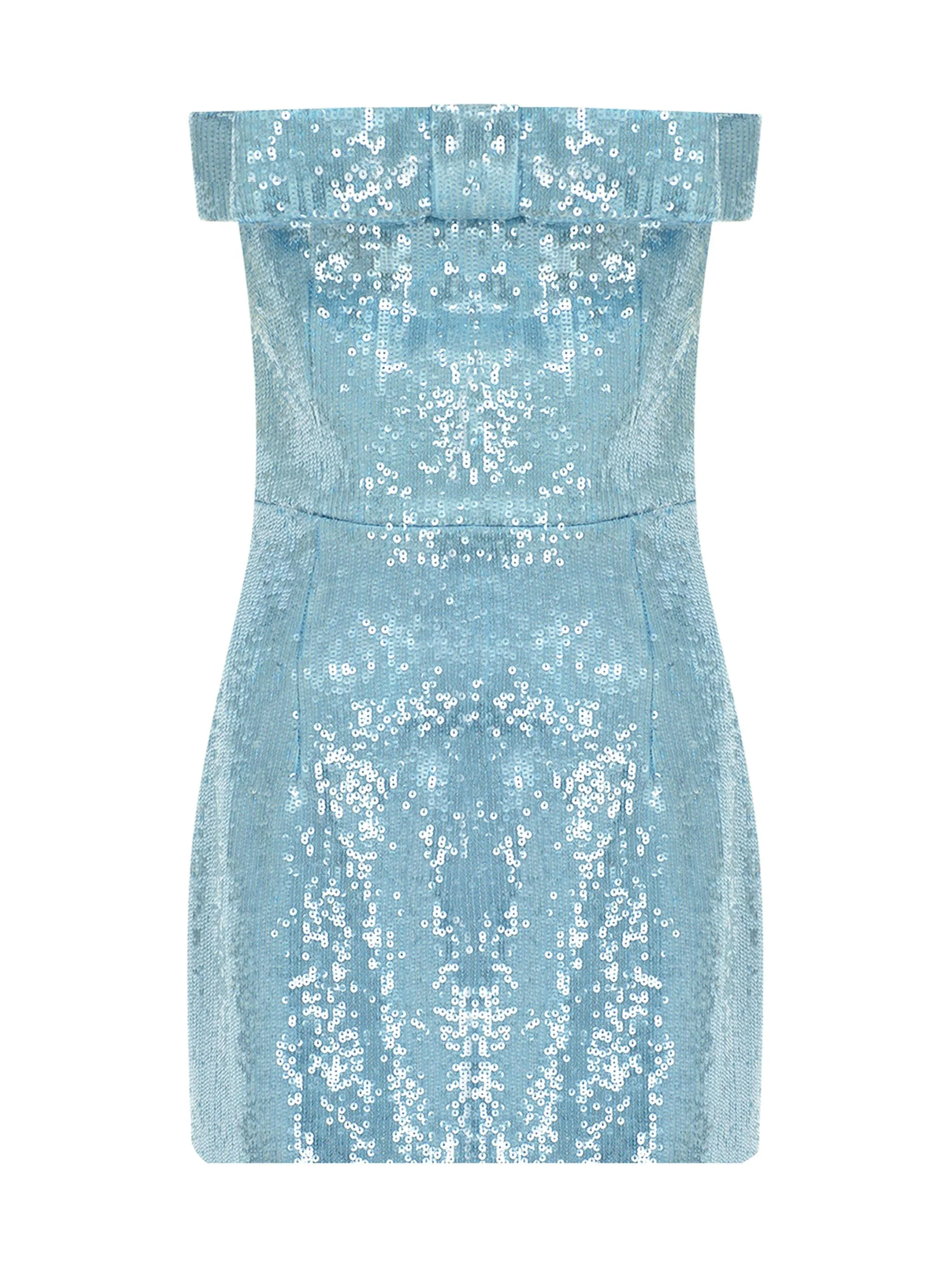 Women's Sisu Sequined Bow Strapless Minidress - Sparkling Azure - 1