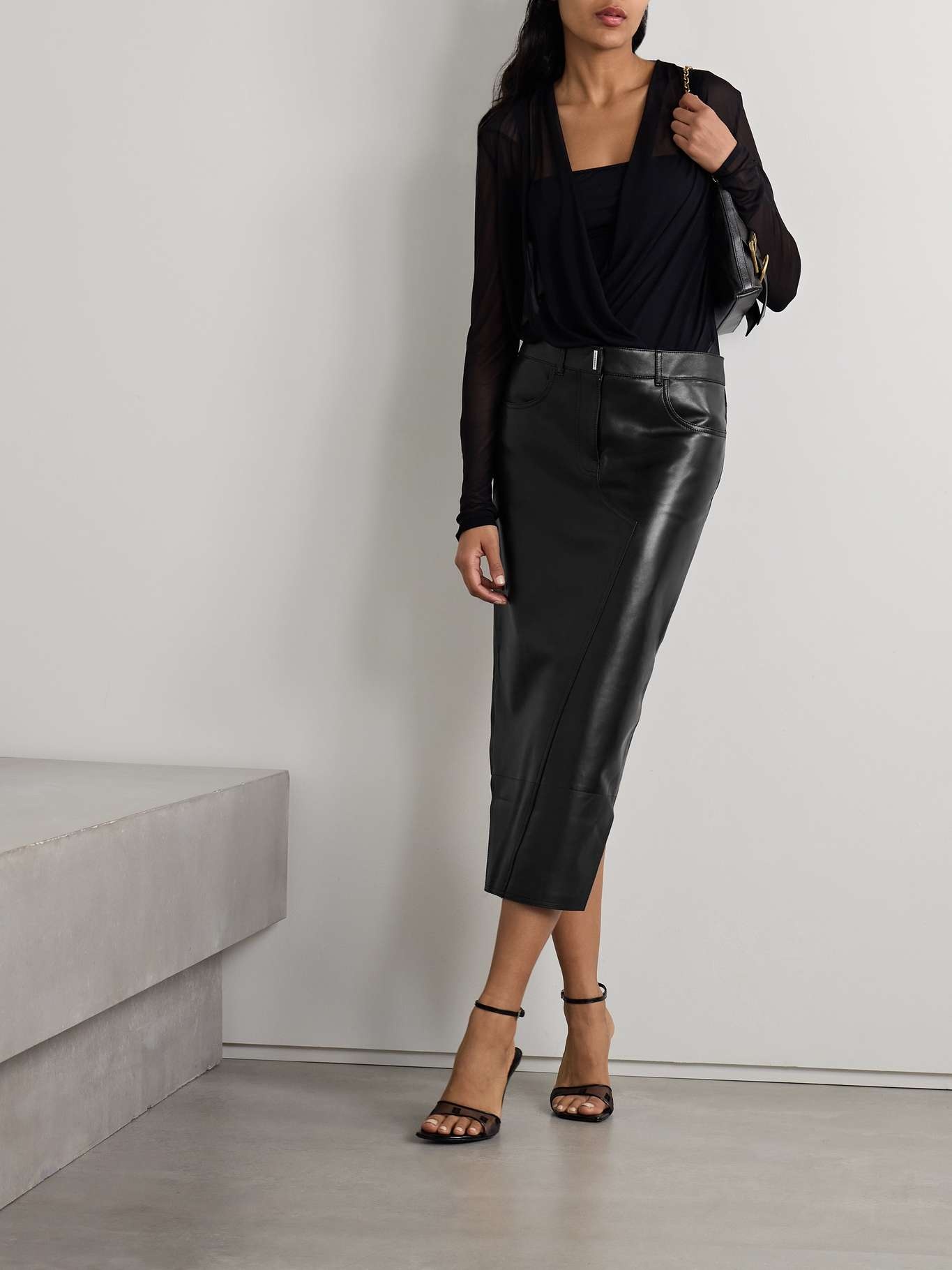 Leather midi skirt - 2
