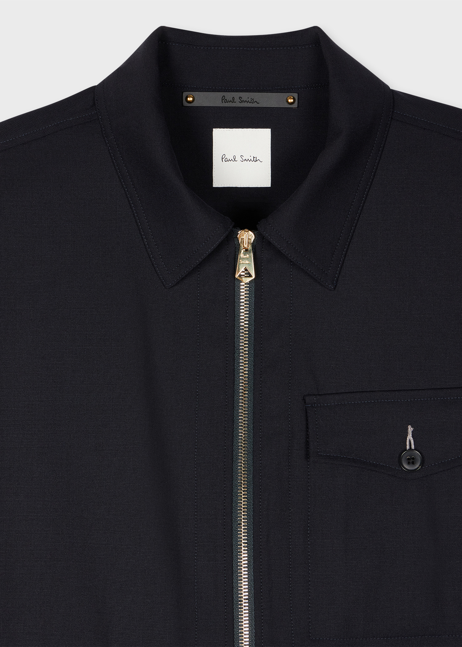 Dark Navy Bi-Stretch Wool Zip Jacket - 2