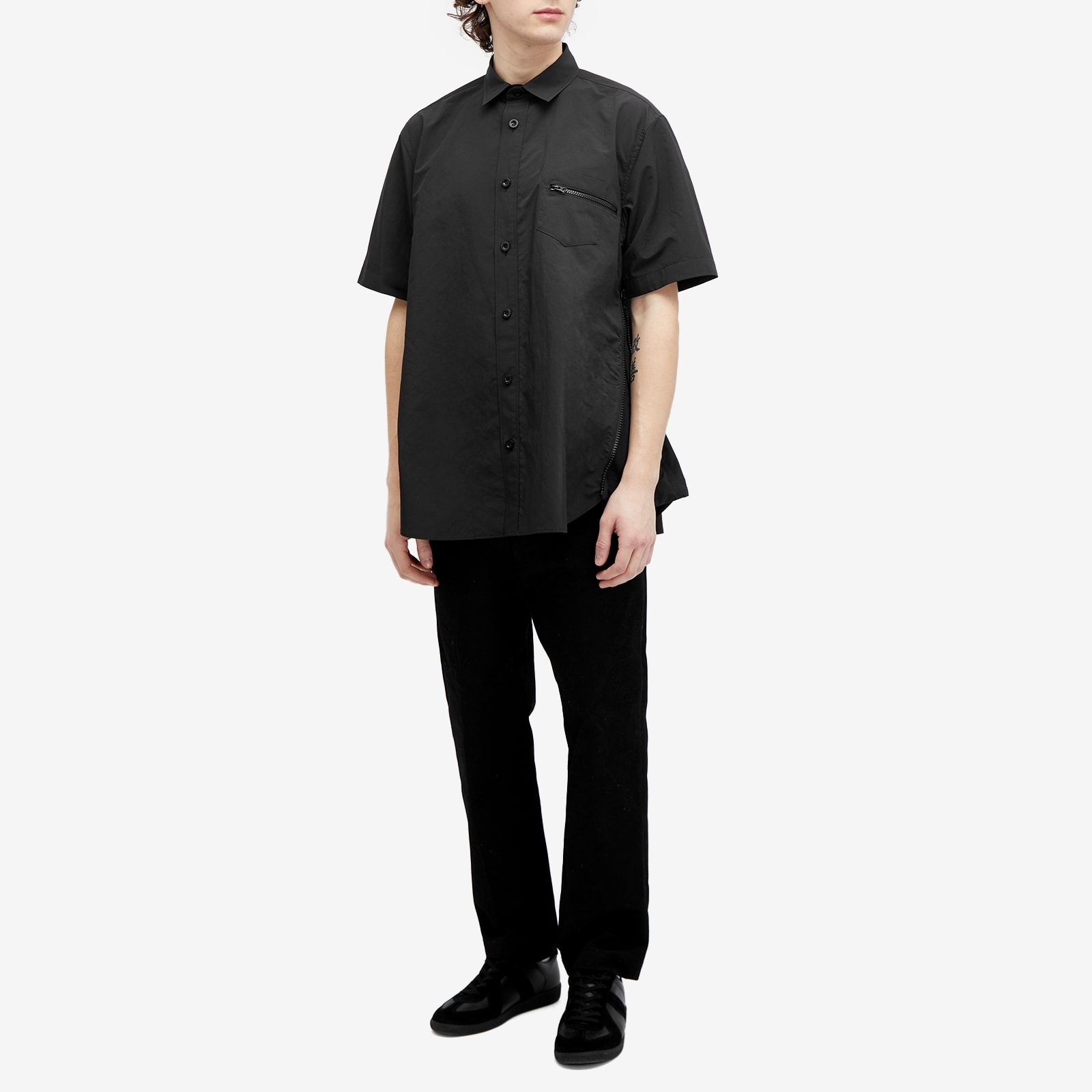 Sacai Matte Taffeta Zip Short Sleeve Shirt - 4