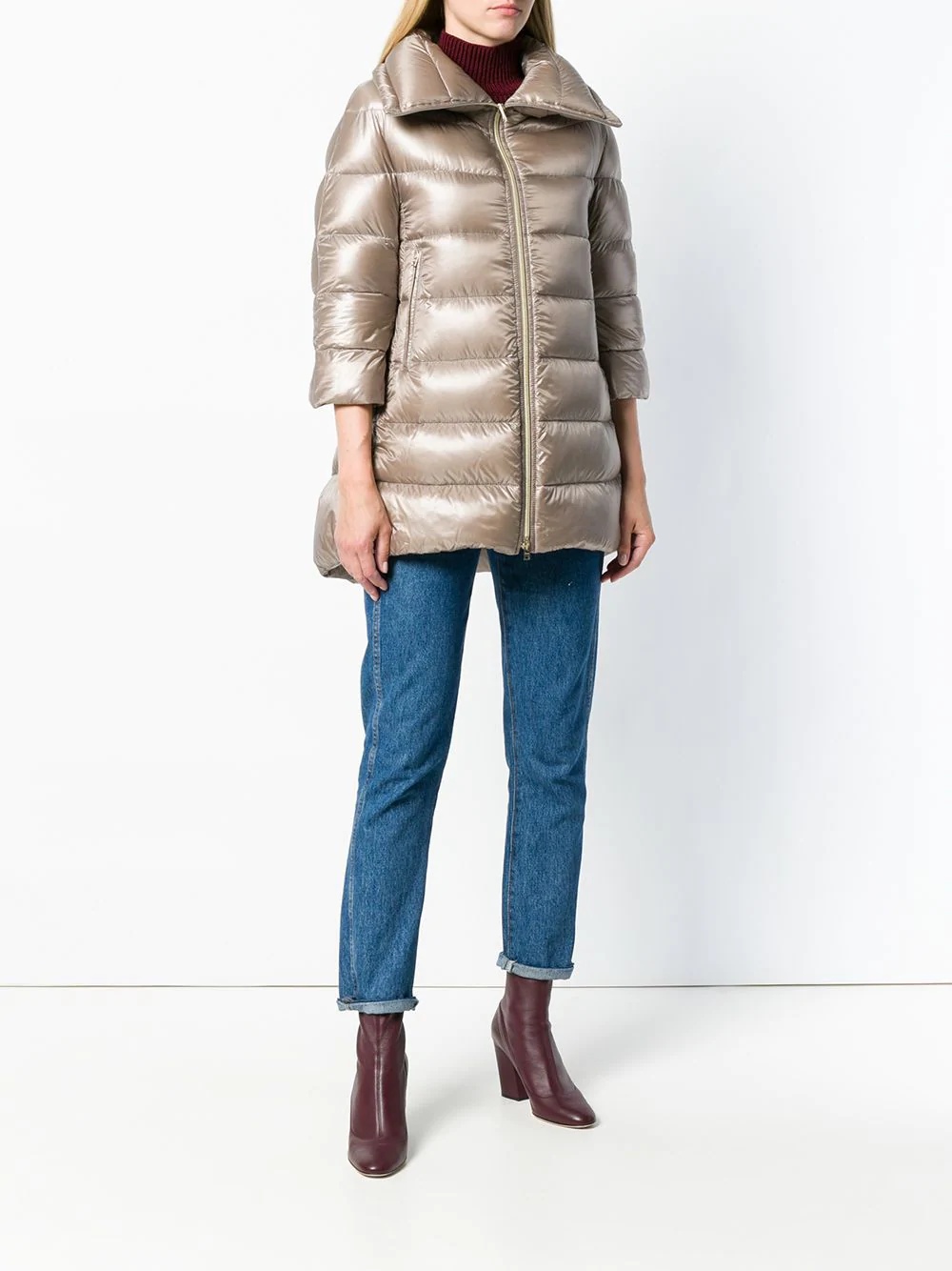 padded zipped coat - 3