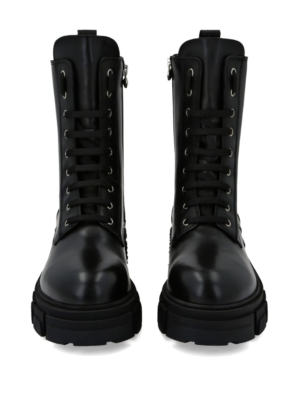 Hexagon-logo leather boots - 6