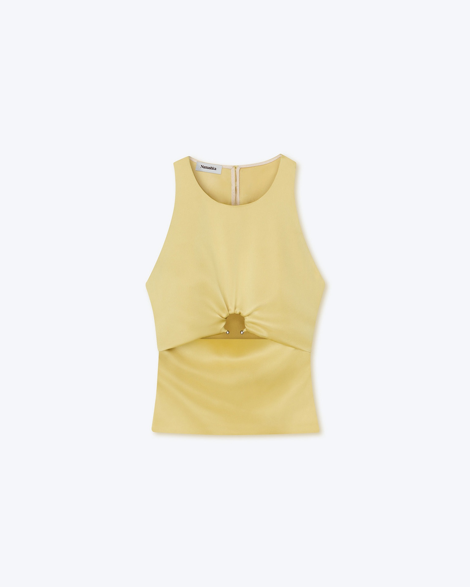 MERYN - Cut-out slip satin tank top - Yellow - 1