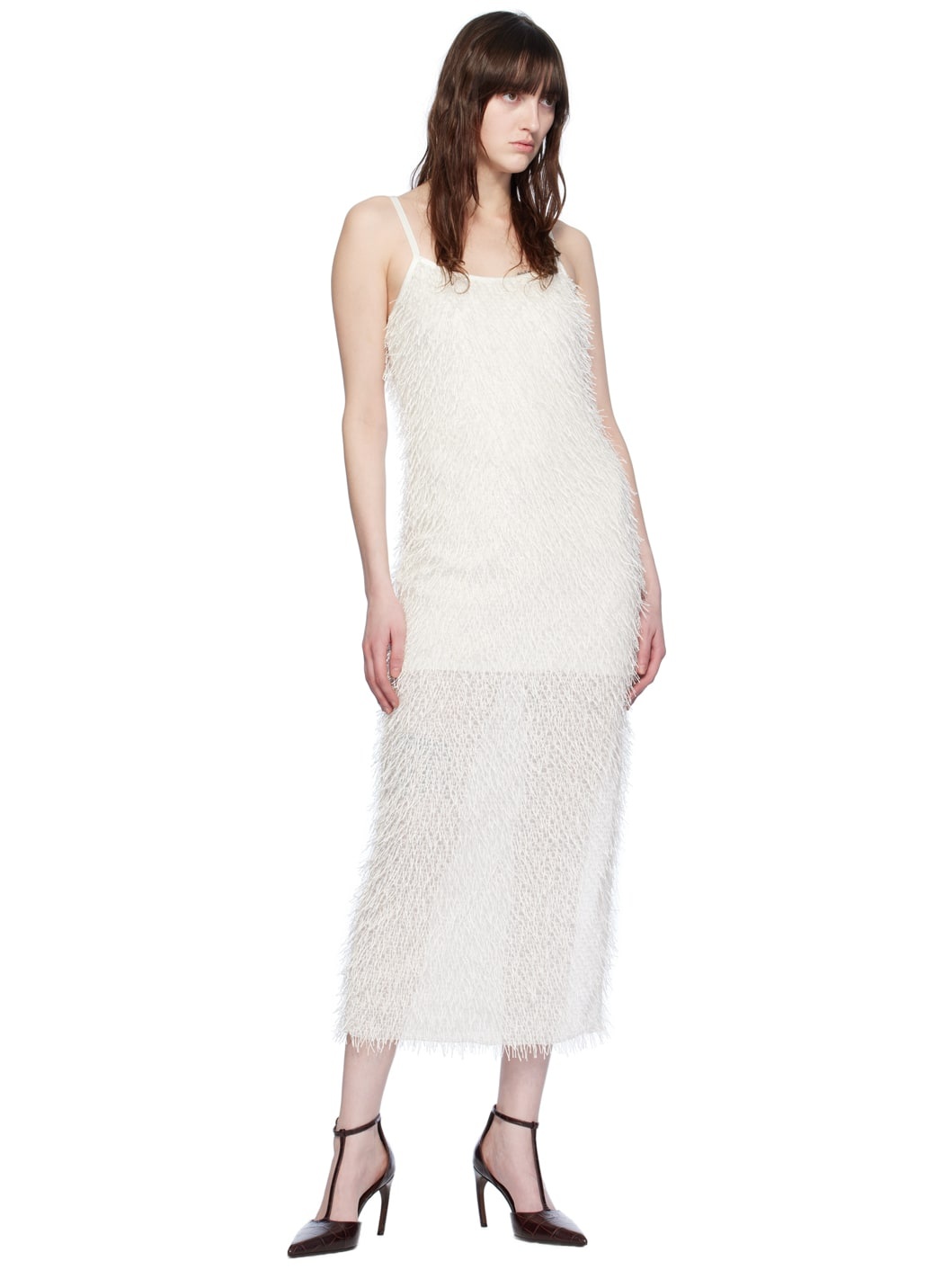 Off-White Fringe Midi Dress - 4