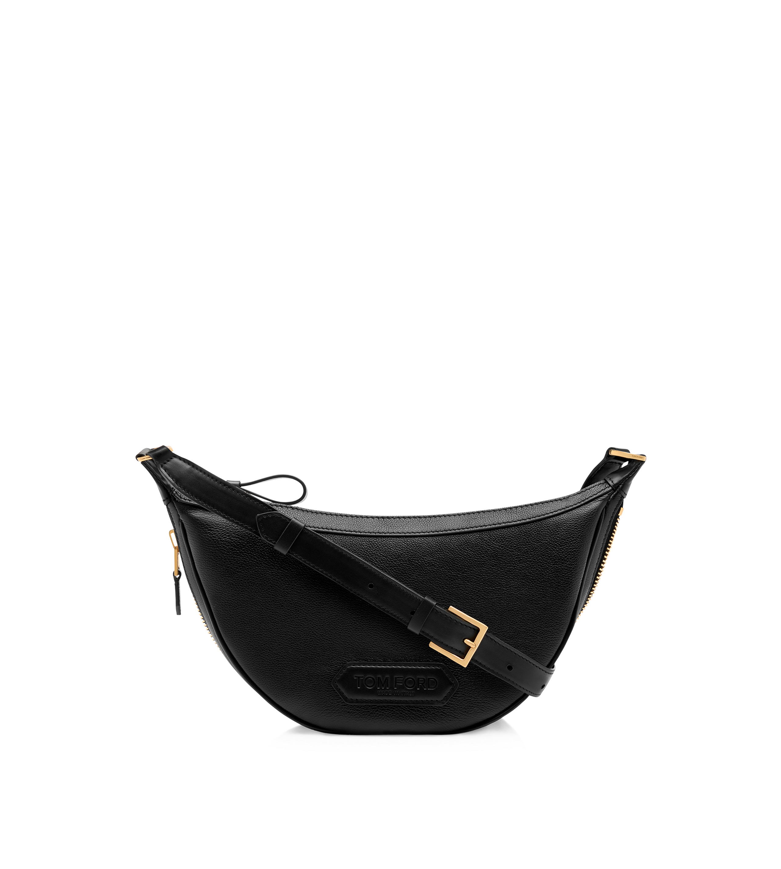 SMOOTH LEATHER ZIP CRESCENT BAG - 1