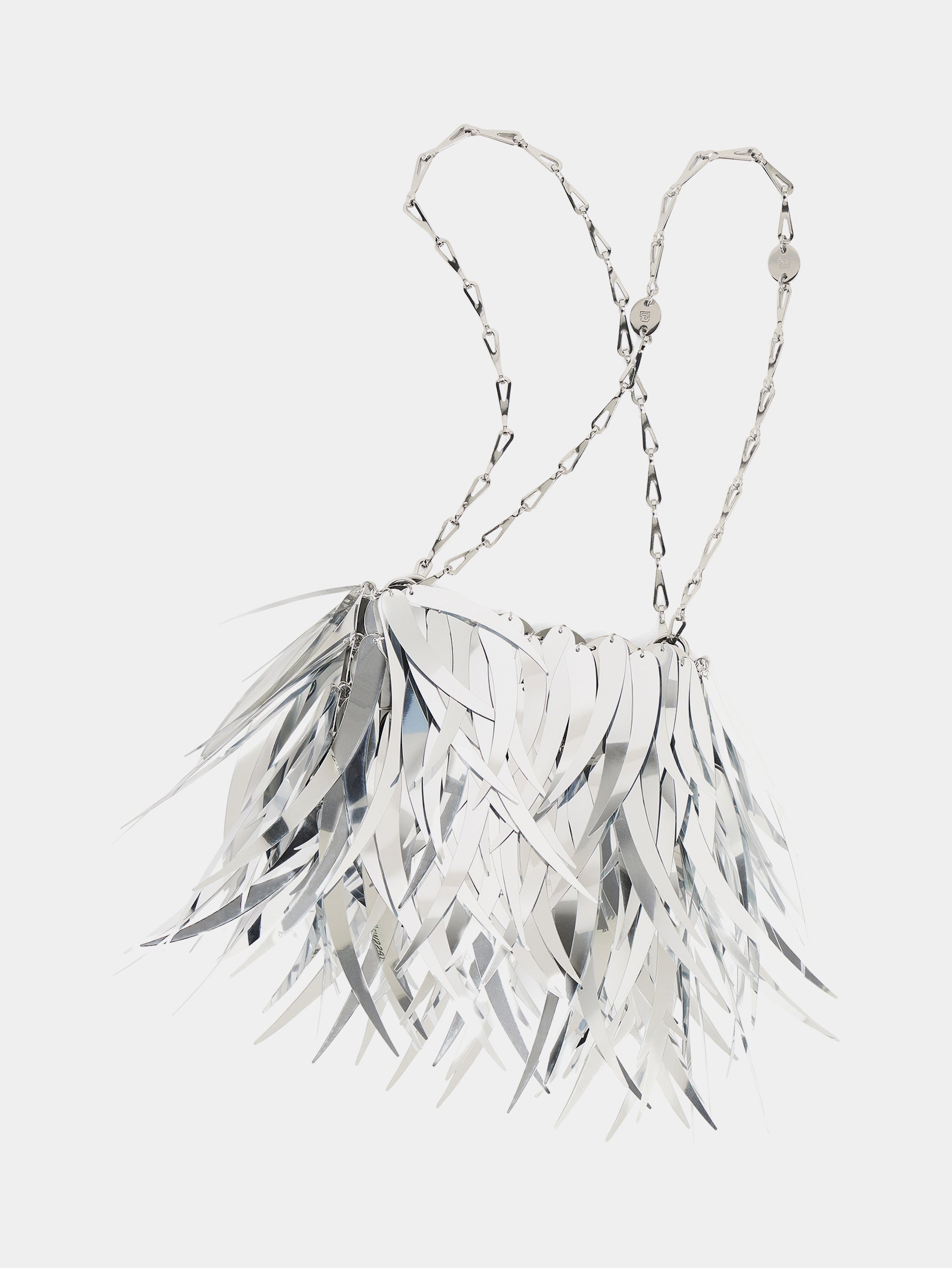 METALLIC SILVER BAG WITH FEATHERS ASSEMBLAGE - 6