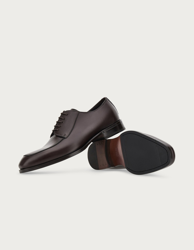 DERBY SHOES IN DARK BROWN BUFFED CALFSKIN 2