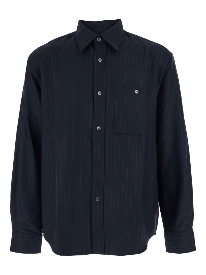 pinstripe-pattern long-sleeve shirt 1