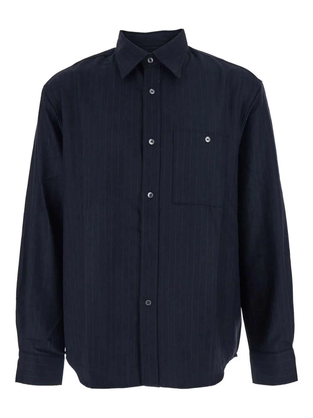 pinstripe-pattern long-sleeve shirt - 1