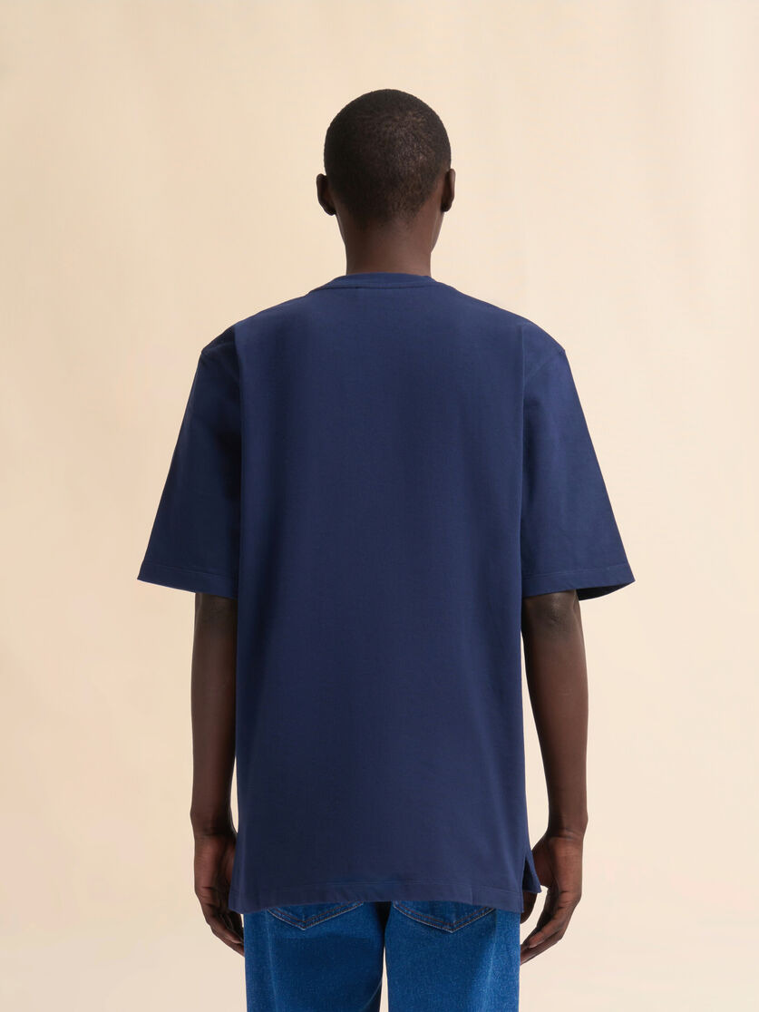 DEEP BLUE ORGANIC COTTON OVERSIZED T-SHIRT WITH MARNI PATCHES - 3