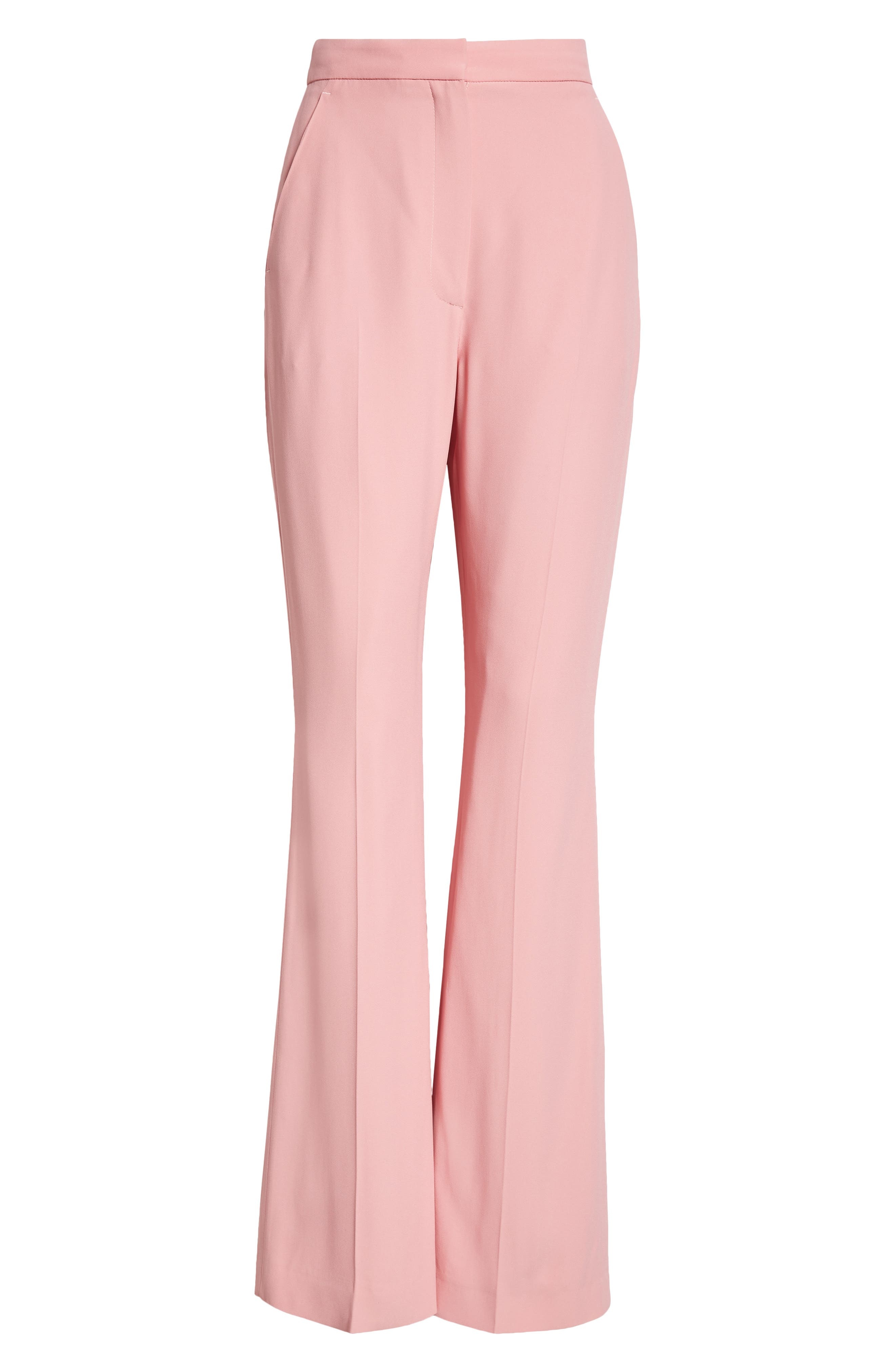High Waist Leaf Crepe Narrow Bootcut Trousers - 6