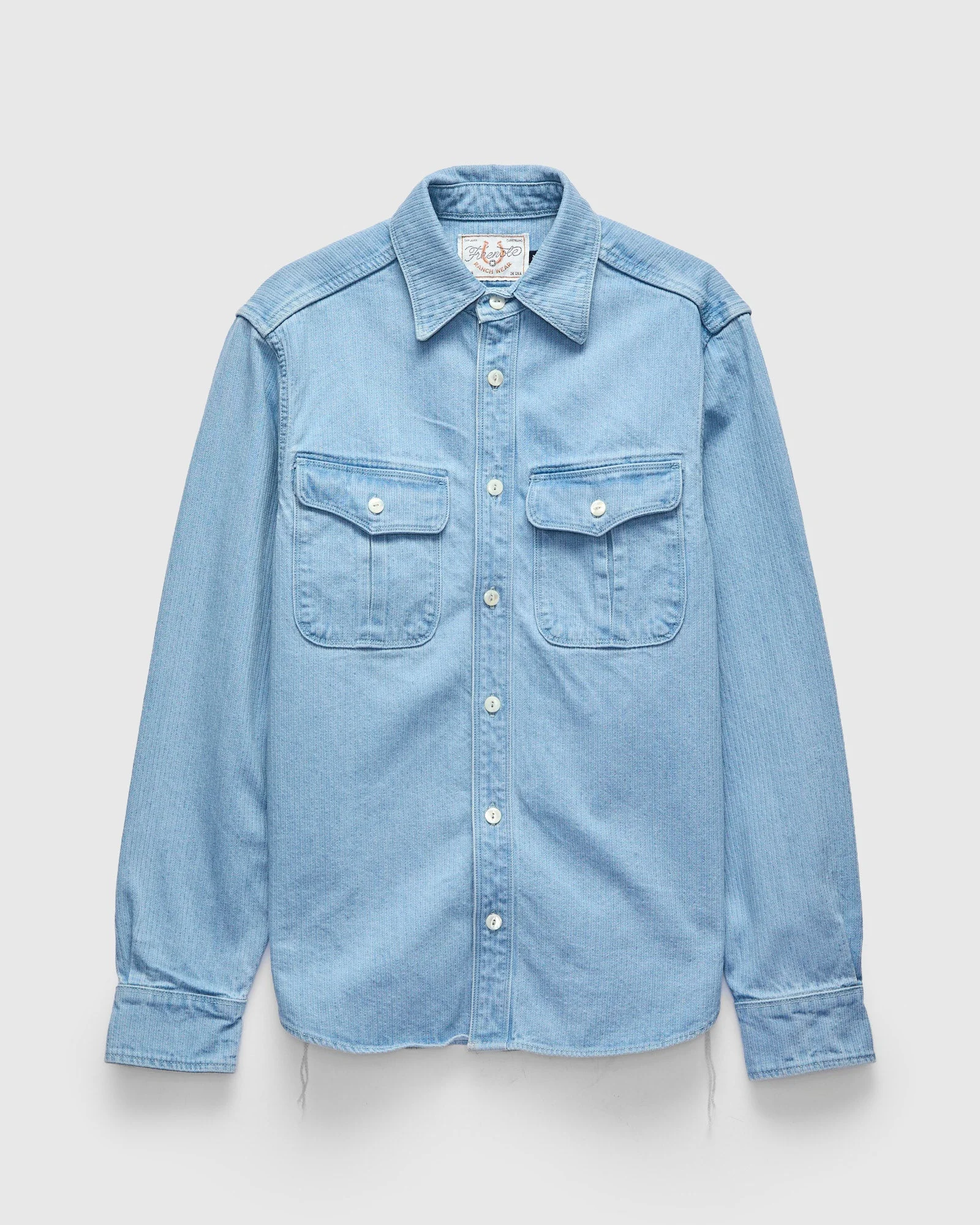 Rancho Western Shirt in Bleach Indigo Cord - 1