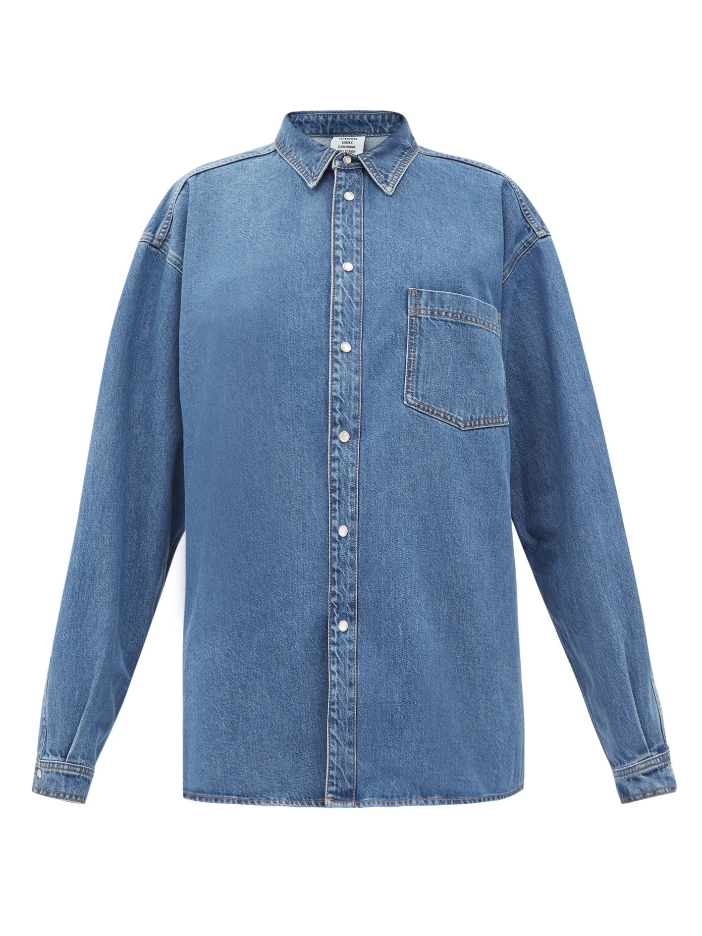 Logo-print cotton-denim shirt - 1