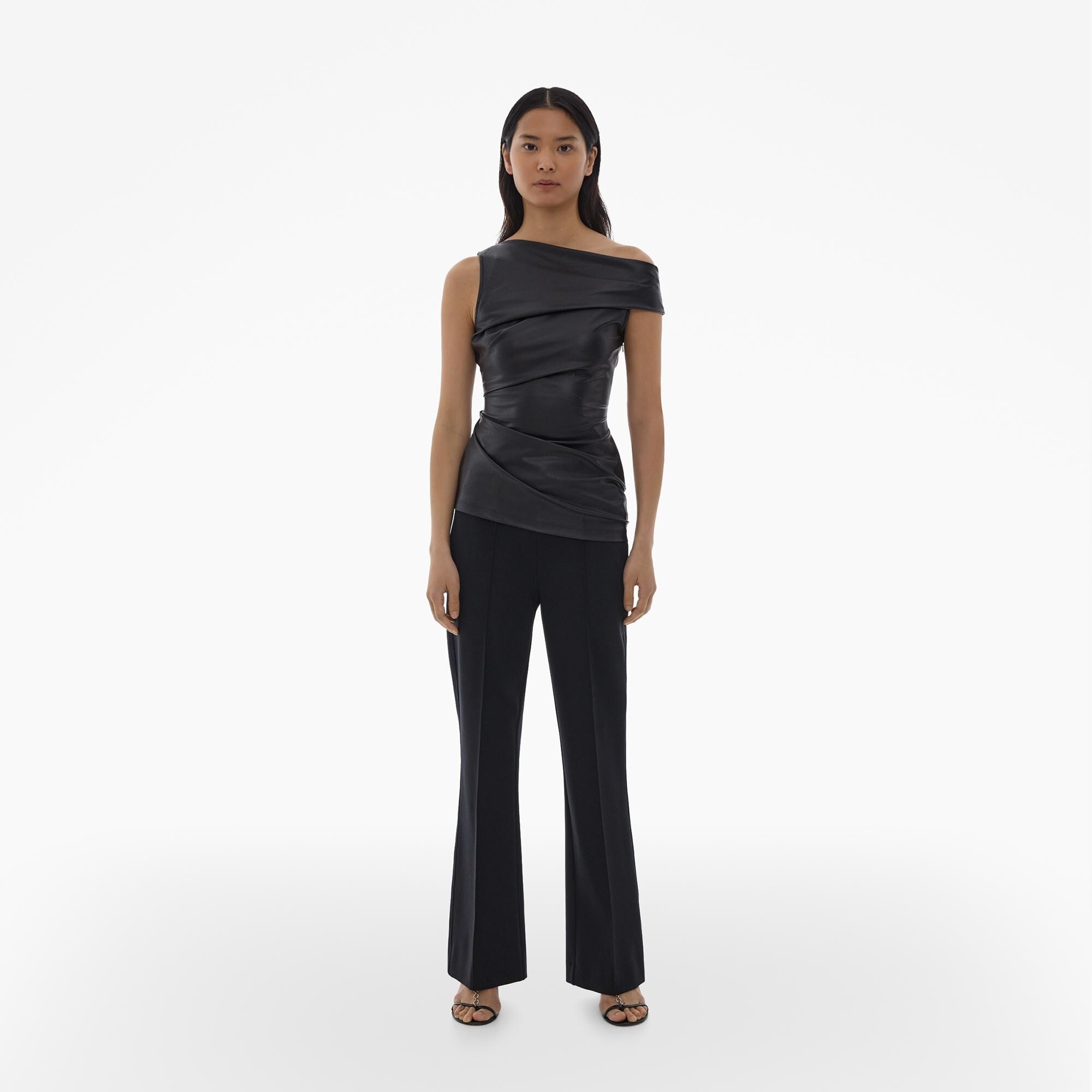 FAUX LEATHER ASYMMETRICAL TOP - 2