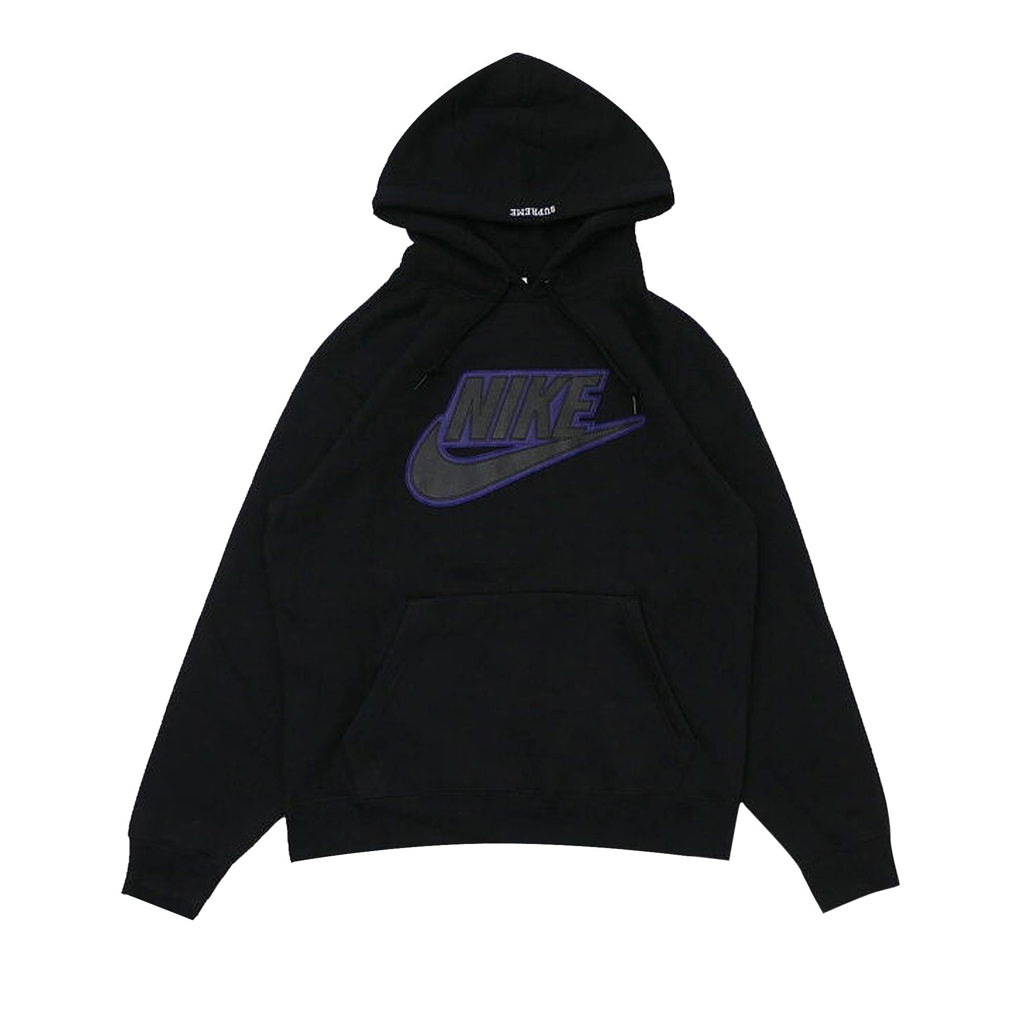 Supreme x Nike Leather Appliqué Hooded Sweatshirt Black 'Black' - 1