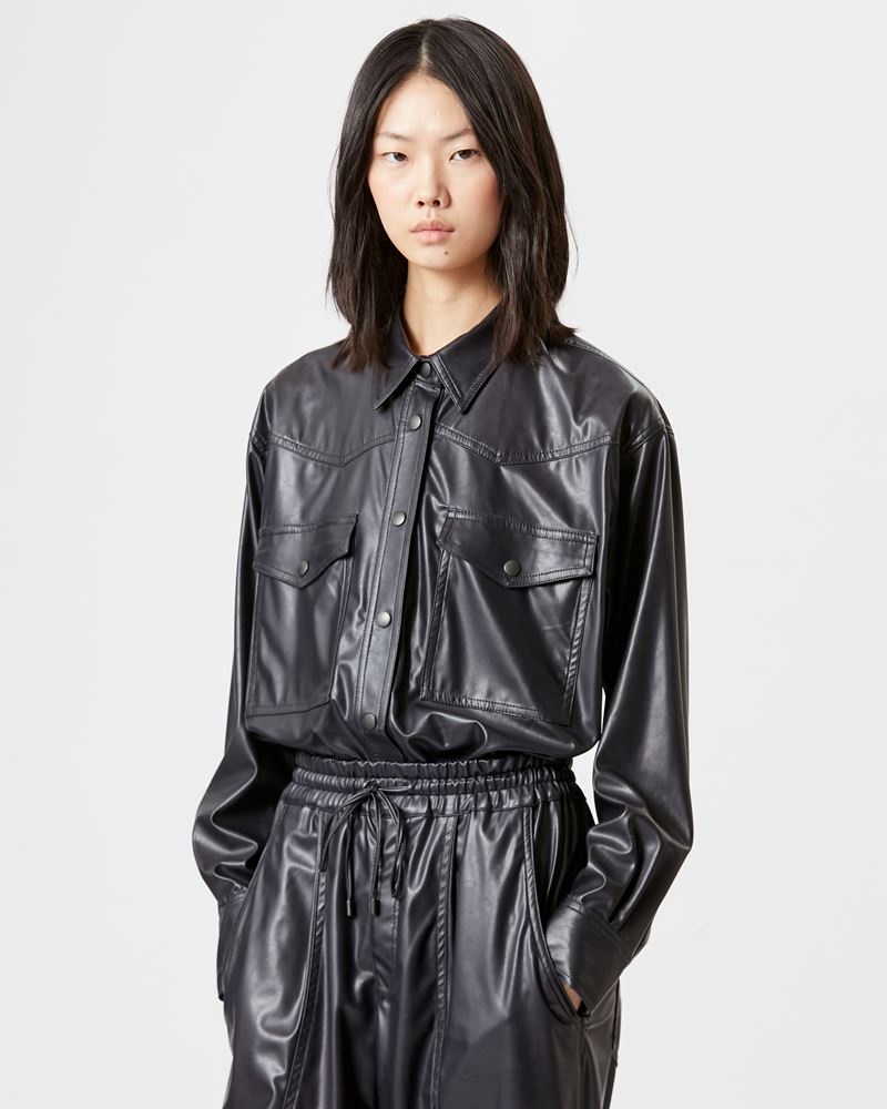 BERNY FAUX LEATHER SHIRT - 4