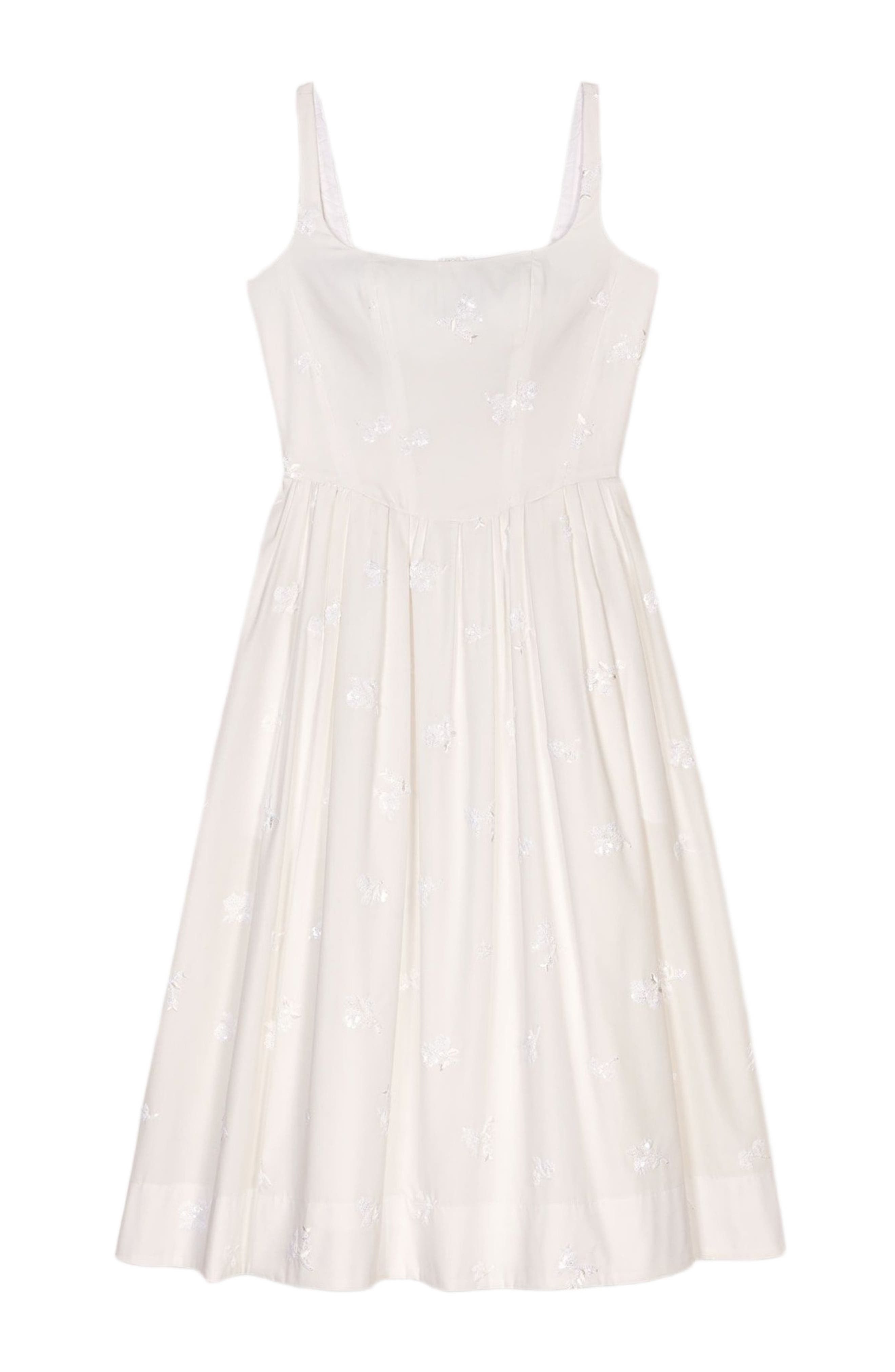 maje Embroidered cotton midi dress in White at Nordstrom - 6