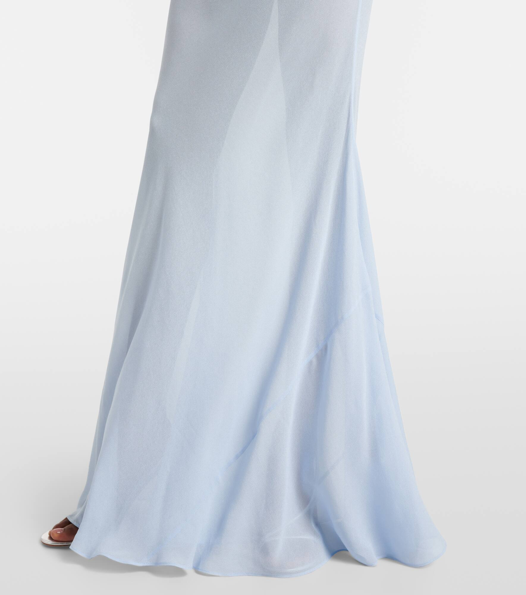 Strappy lace-trimmed georgette gown - 5