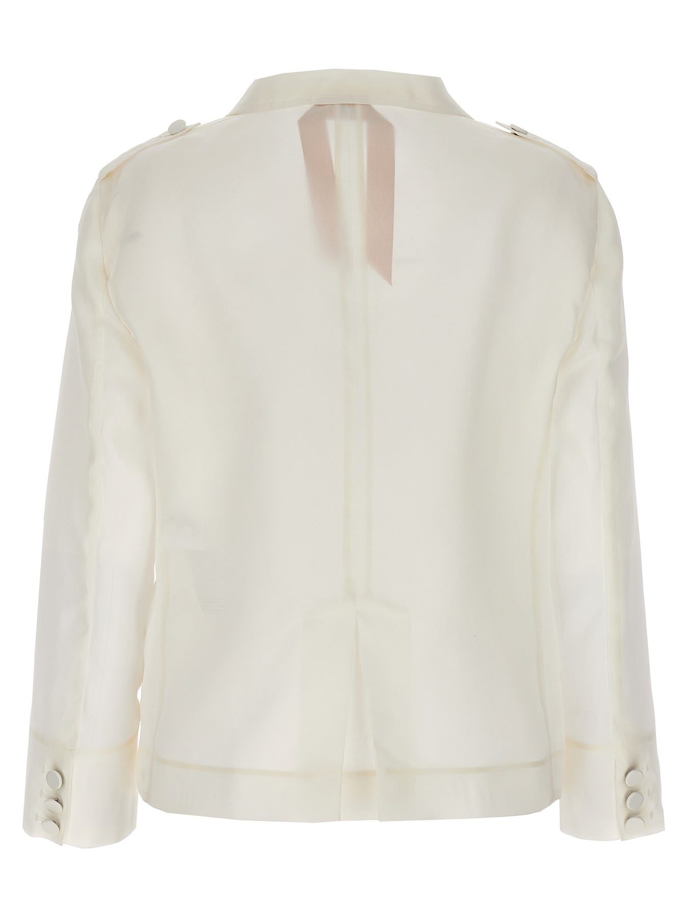 Single-Breasted Silk Blazer Blazer And Suits White - 2