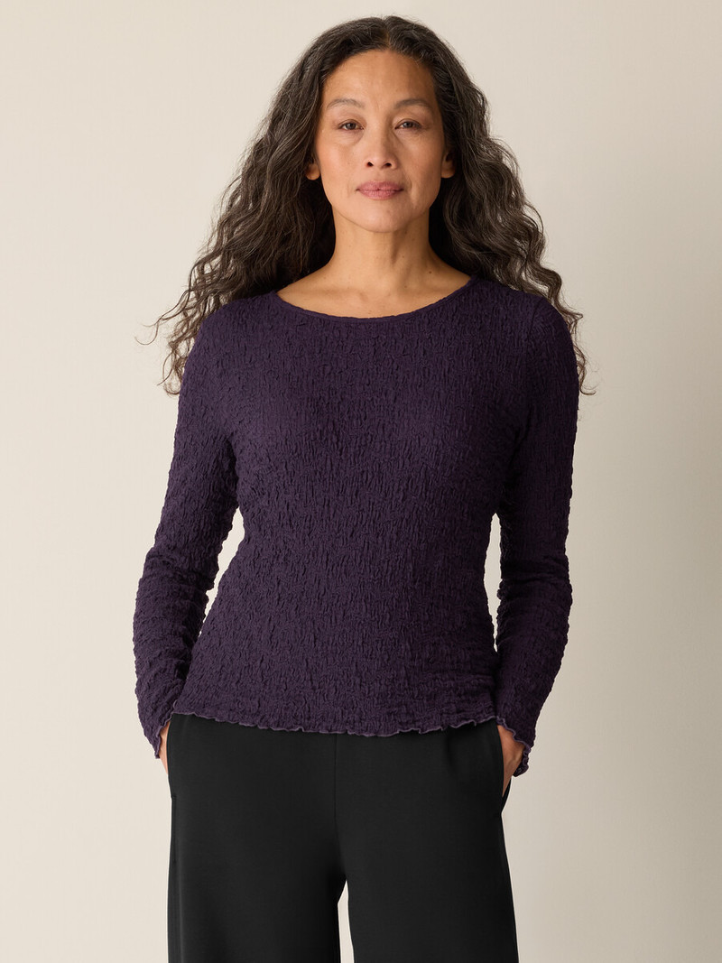 EILEEN FISHER Bubble Jacquard Round Neck Top outlook