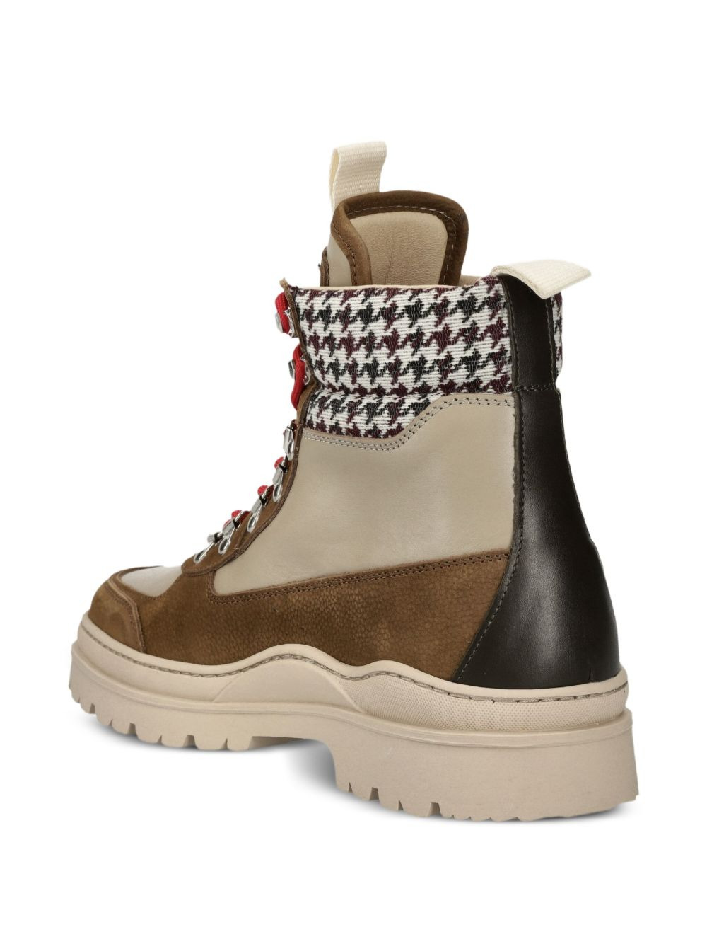 houndstooth-panel lace-up boots - 4